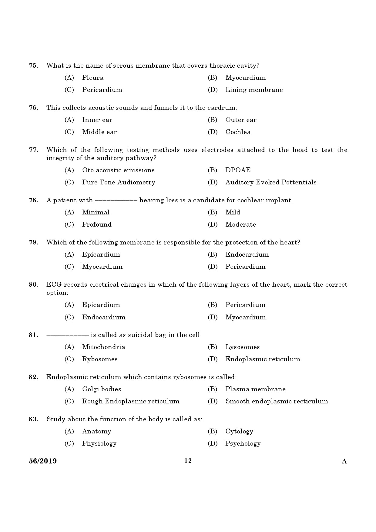 KPSC ECG Technician Grade II Exam Question Paper 0562019 10