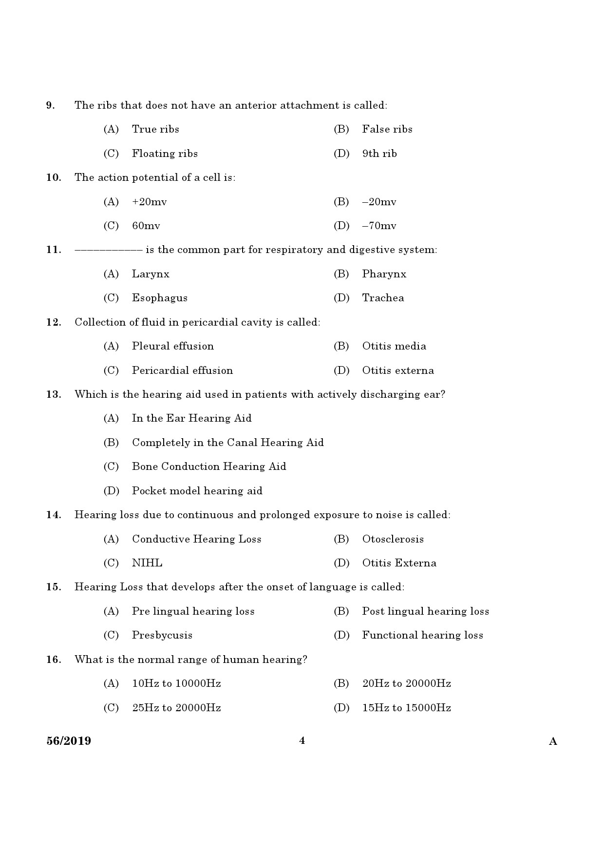 KPSC ECG Technician Grade II Exam Question Paper 0562019 2