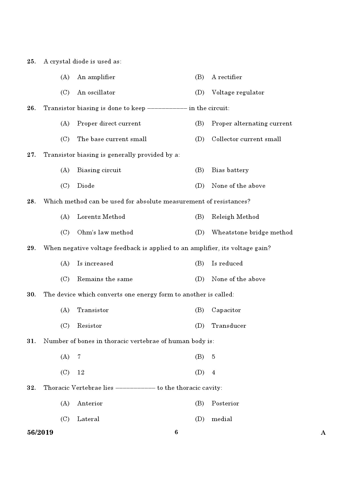 KPSC ECG Technician Grade II Exam Question Paper 0562019 4