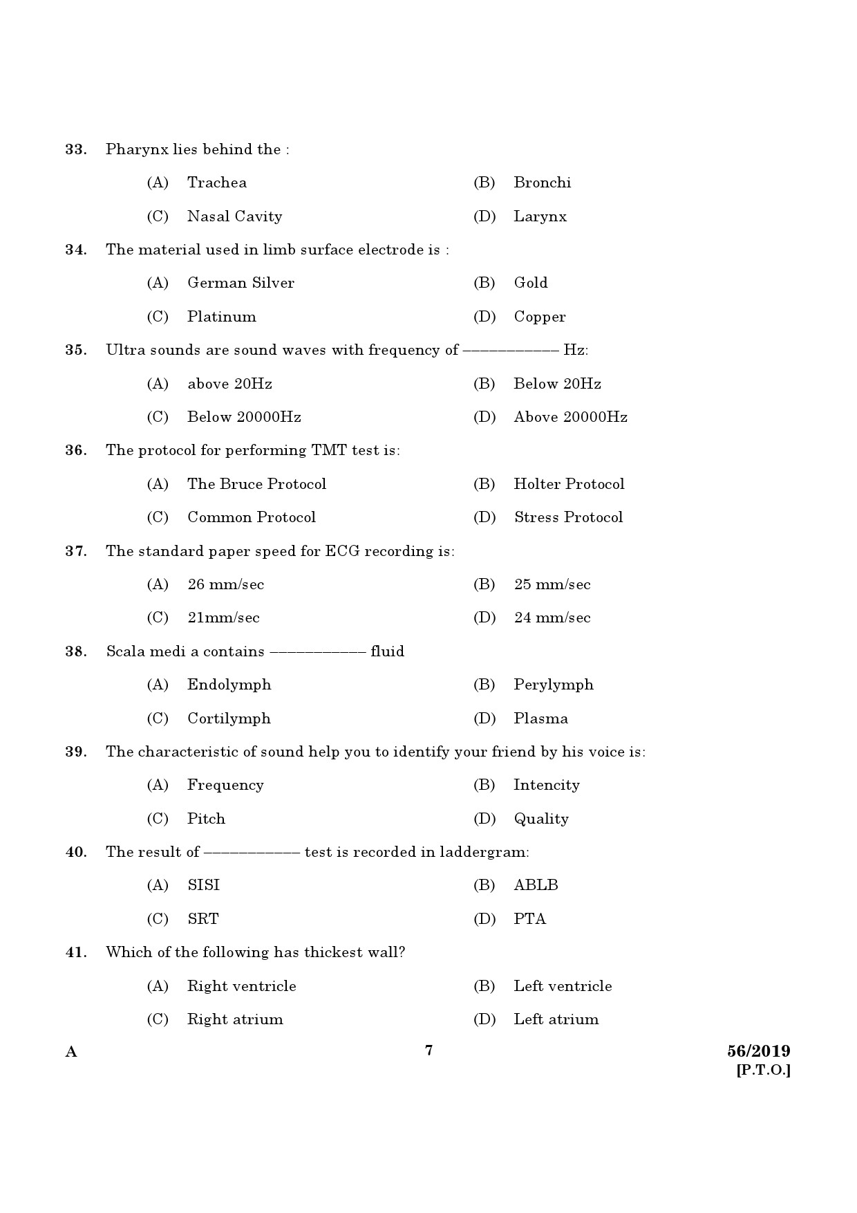 KPSC ECG Technician Grade II Exam Question Paper 0562019 5