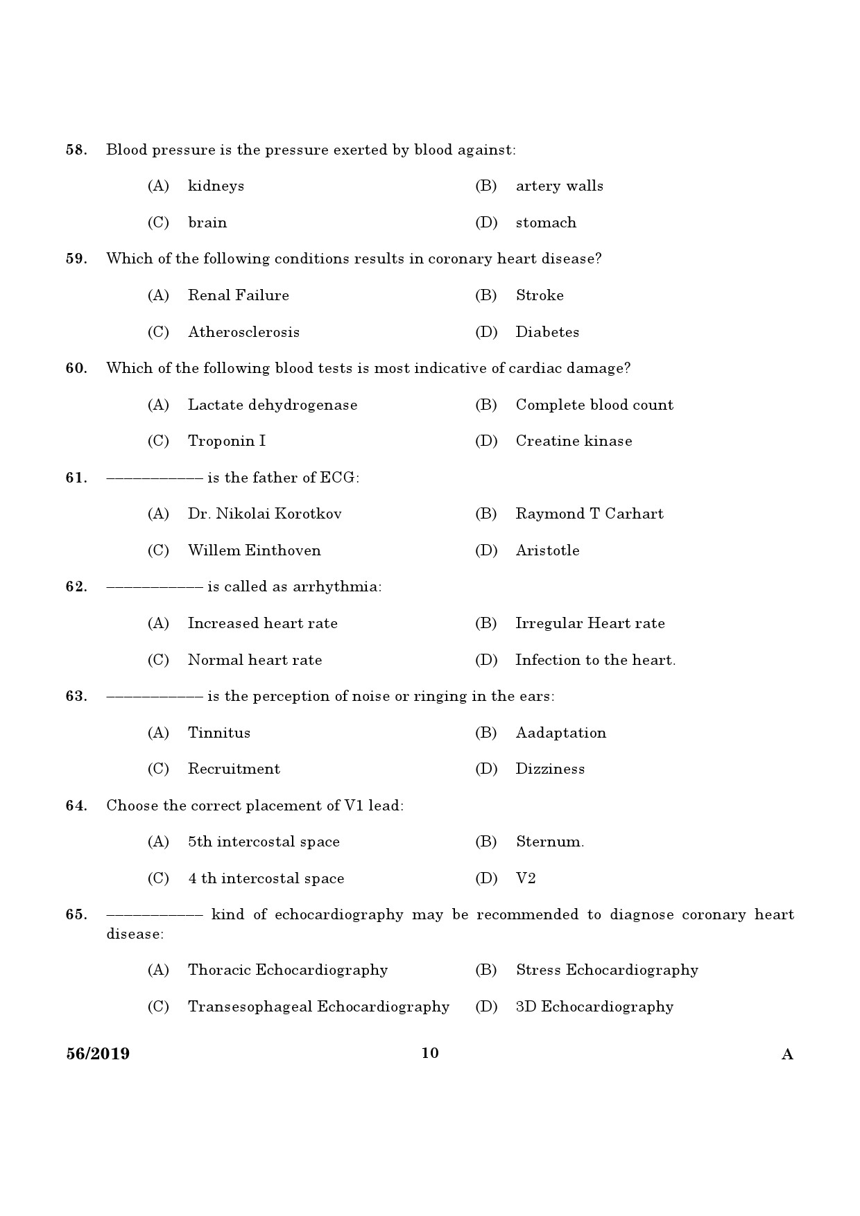 KPSC ECG Technician Grade II Exam Question Paper 0562019 8