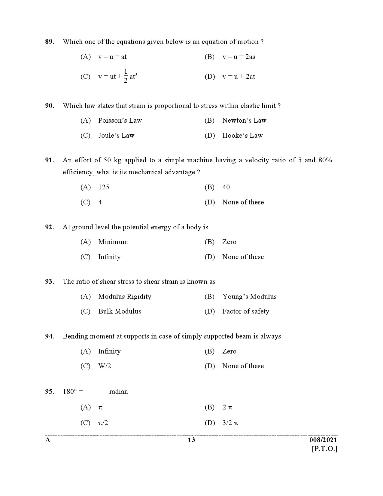 KPSC Engineering Assistant Grade III Exam 2021 Code 0082021 12