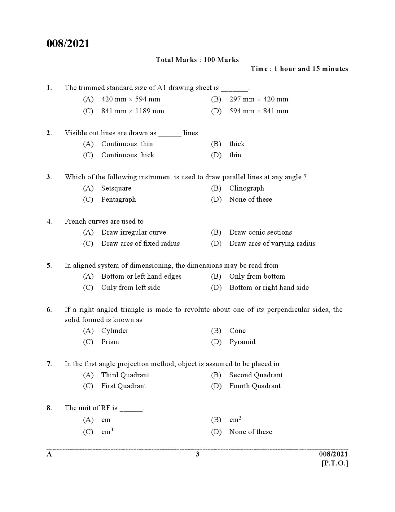 KPSC Engineering Assistant Grade III Exam 2021 Code 0082021 2