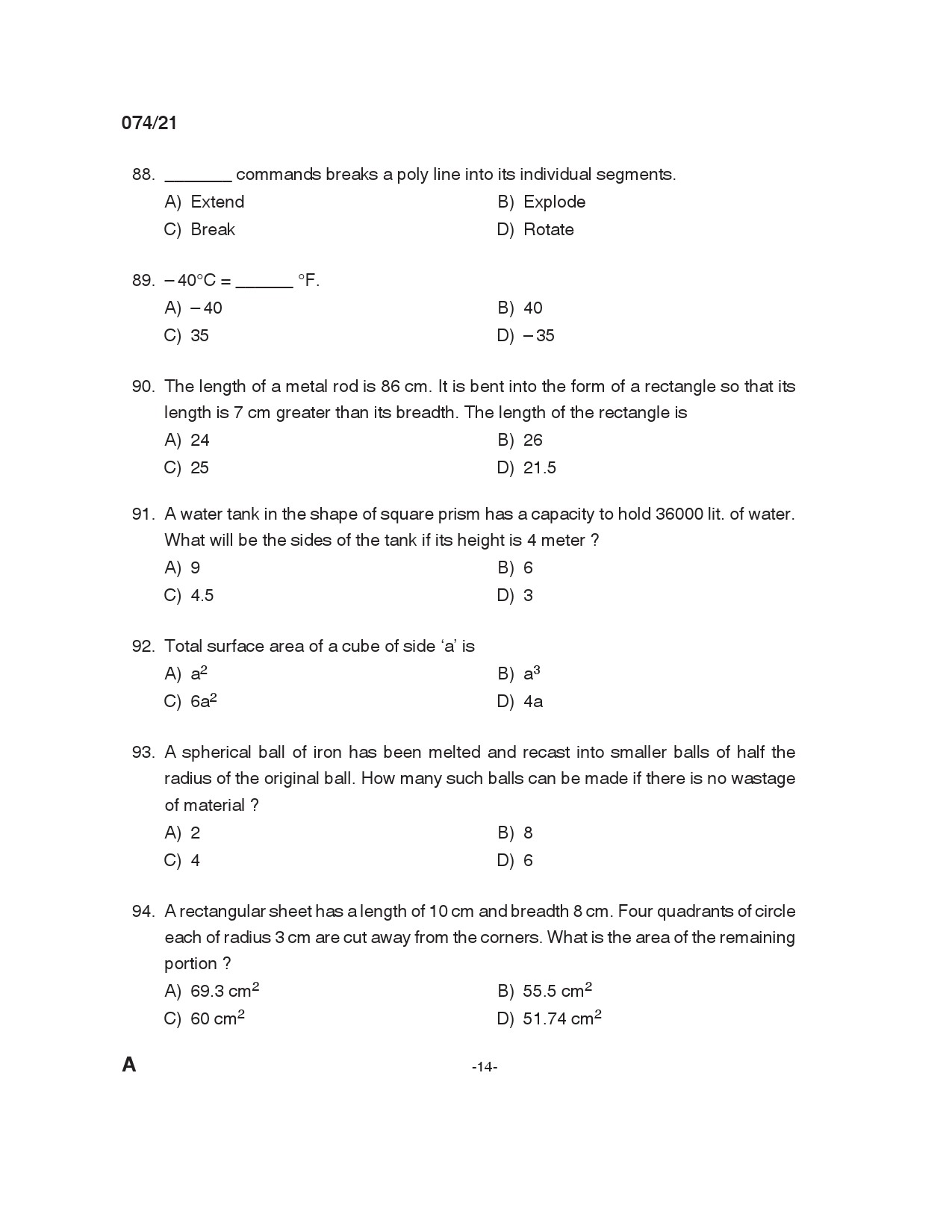 KPSC Engineering Assistant Grade III Exam 2021 Code 0742021 13