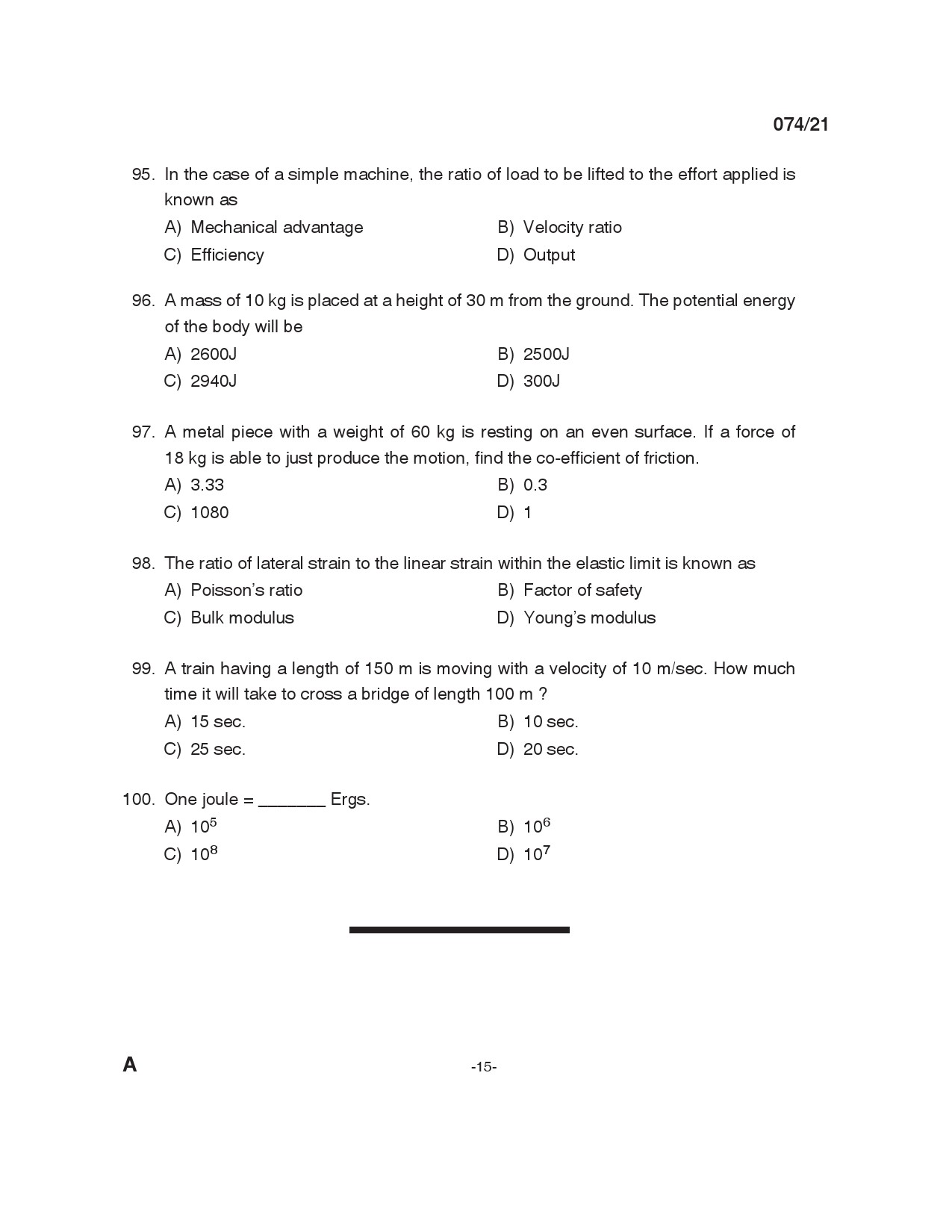 KPSC Engineering Assistant Grade III Exam 2021 Code 0742021 14