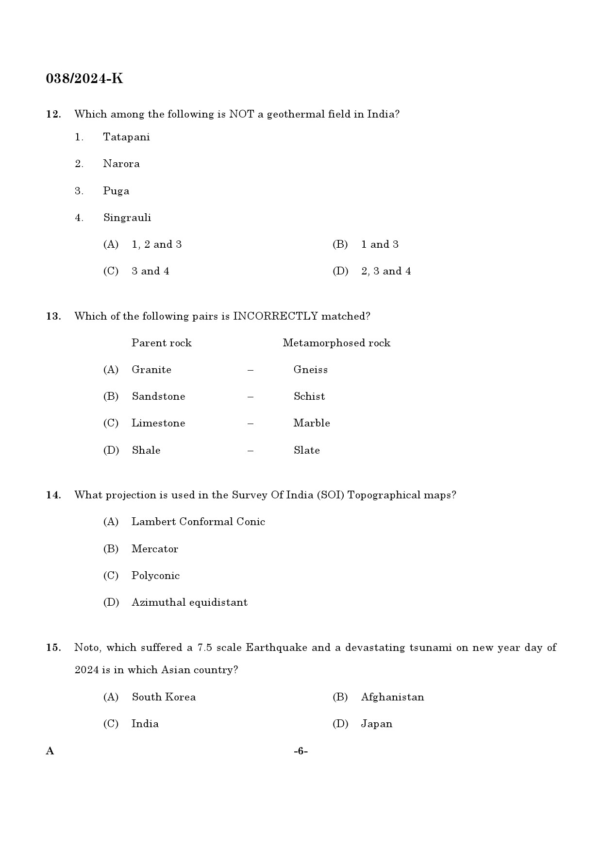 KPSC Excise Inspector Kannada Exam 2024 Code 0382024 K 5