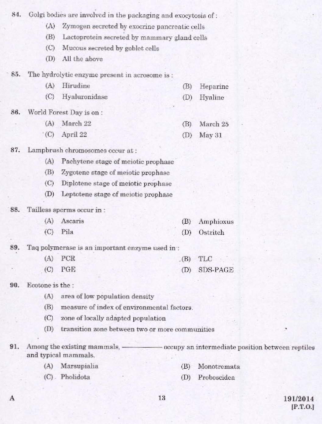 KPSC Field Officer Exam 2014 Code 1912014 11
