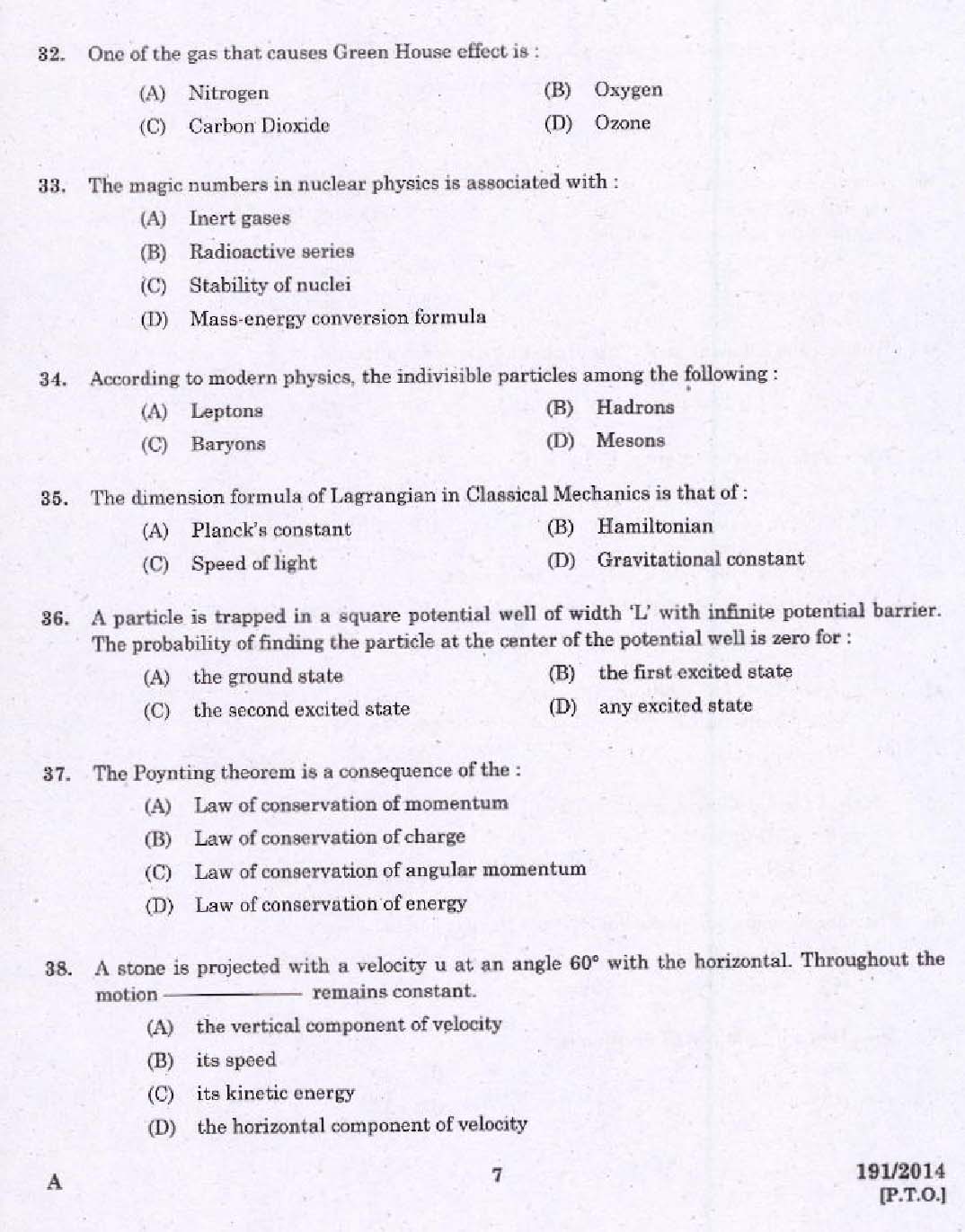 KPSC Field Officer Exam 2014 Code 1912014 5