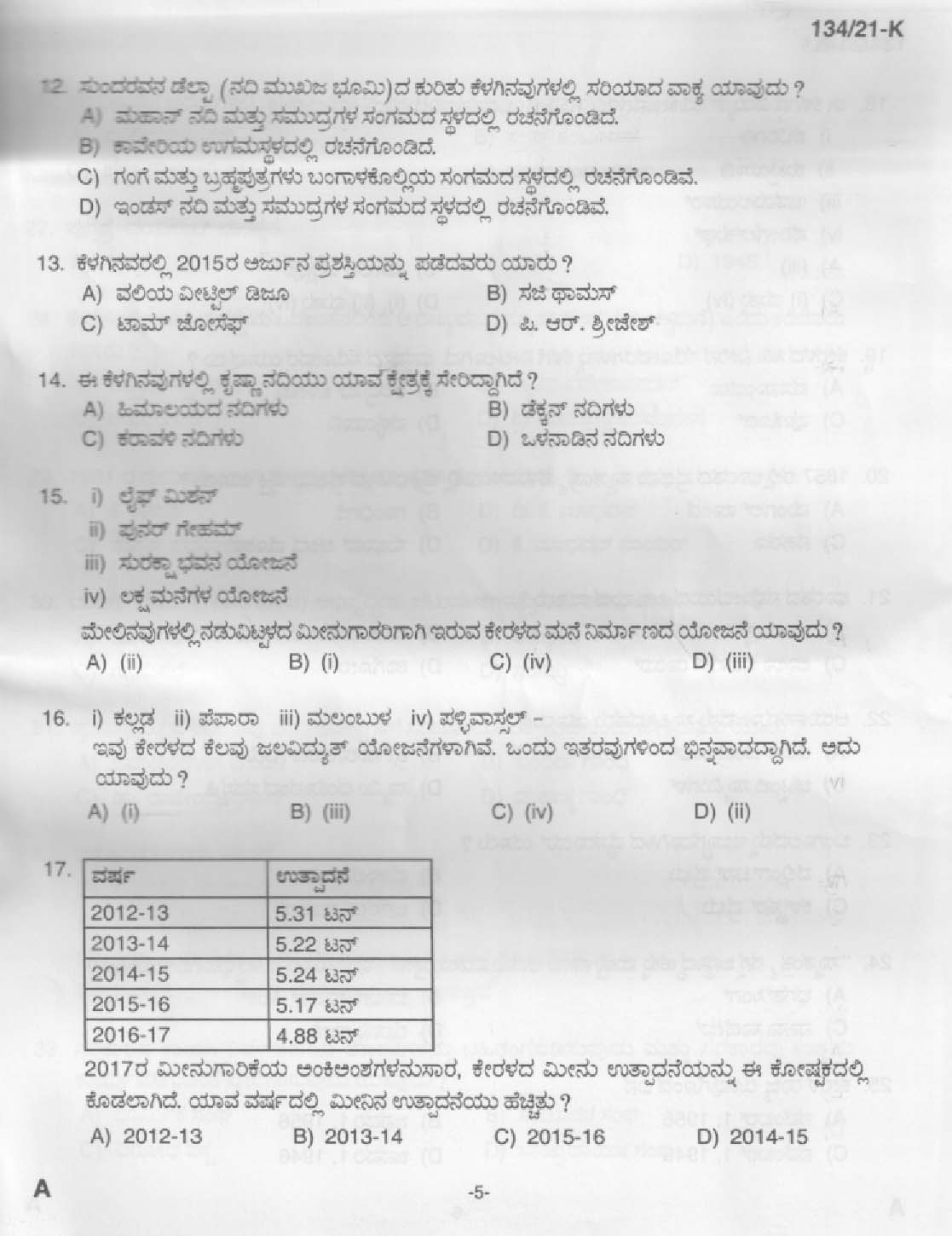 KPSC Field Worker Kannada Exam 2021 Code 1342021 K 3