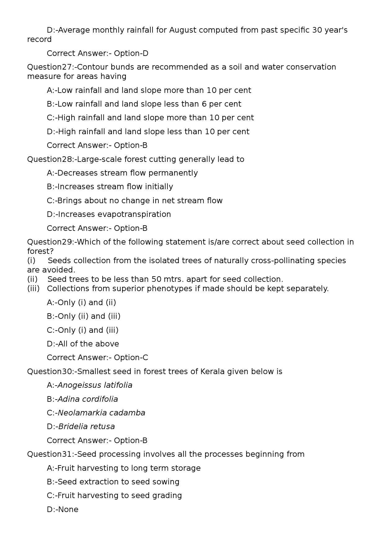 KPSC Forest Ranger Exam 2023 Code 592023OL 6