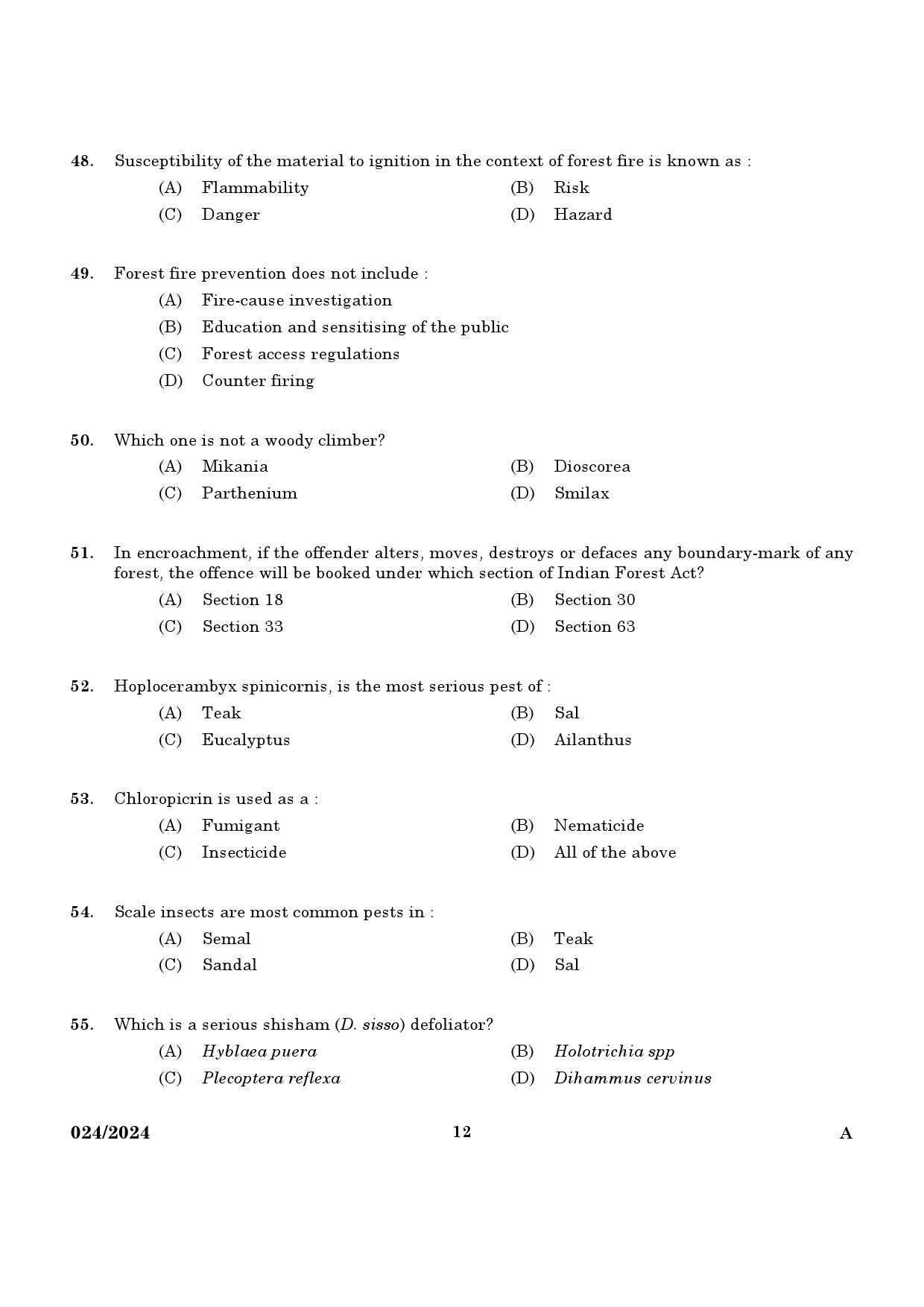 KPSC Range Forest Officer Exam 2024 Code 0242024 10