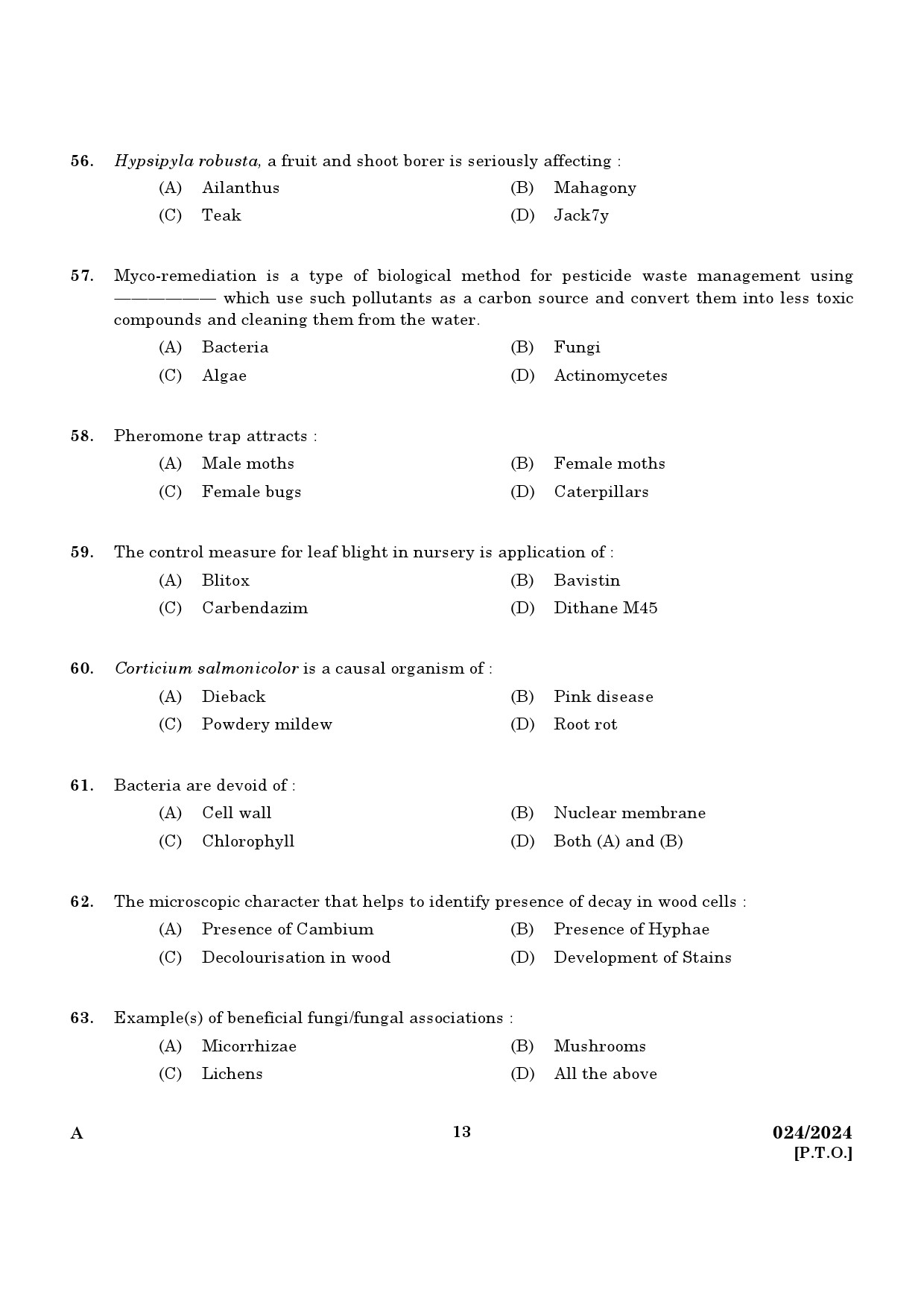 KPSC Range Forest Officer Exam 2024 Code 0242024 11