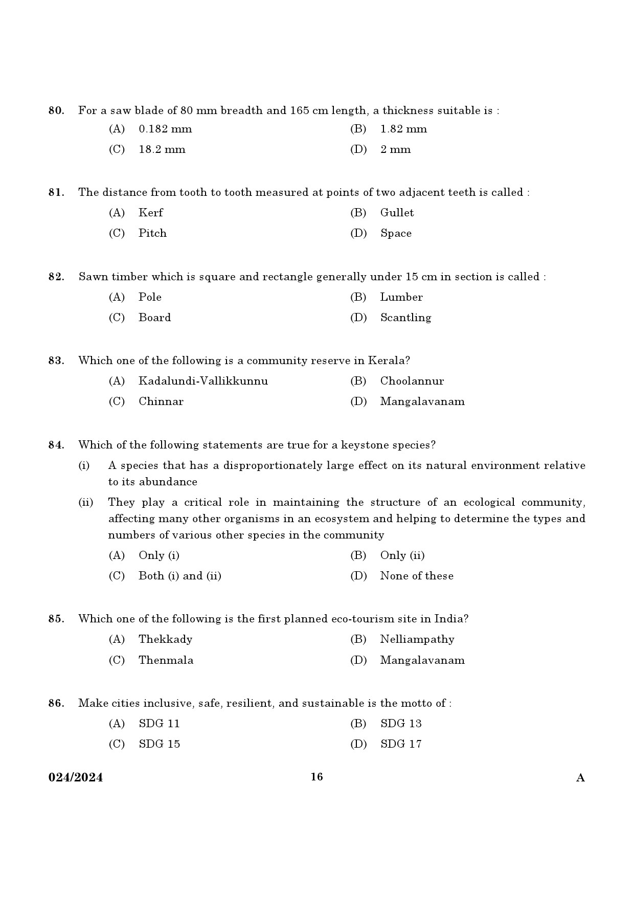 KPSC Range Forest Officer Exam 2024 Code 0242024 14