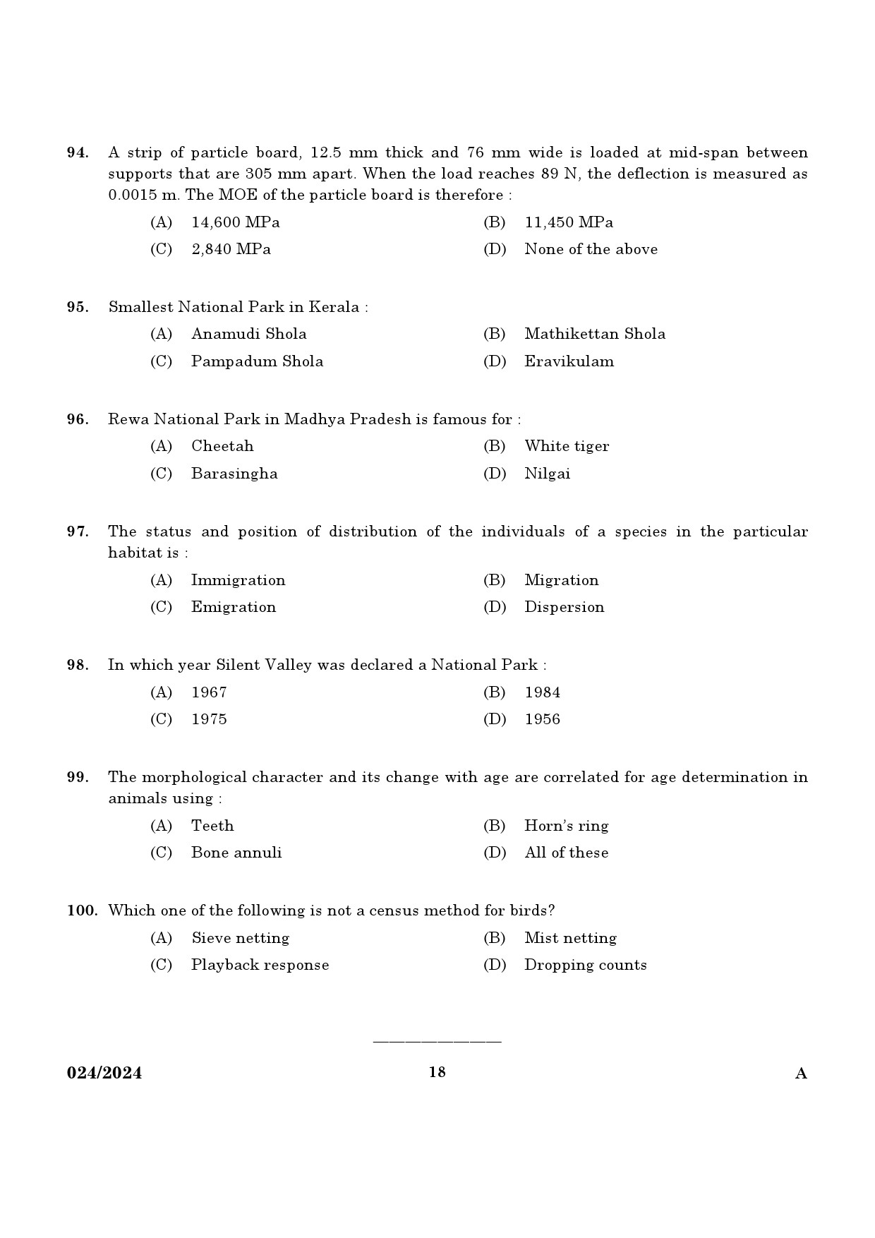 KPSC Range Forest Officer Exam 2024 Code 0242024 16