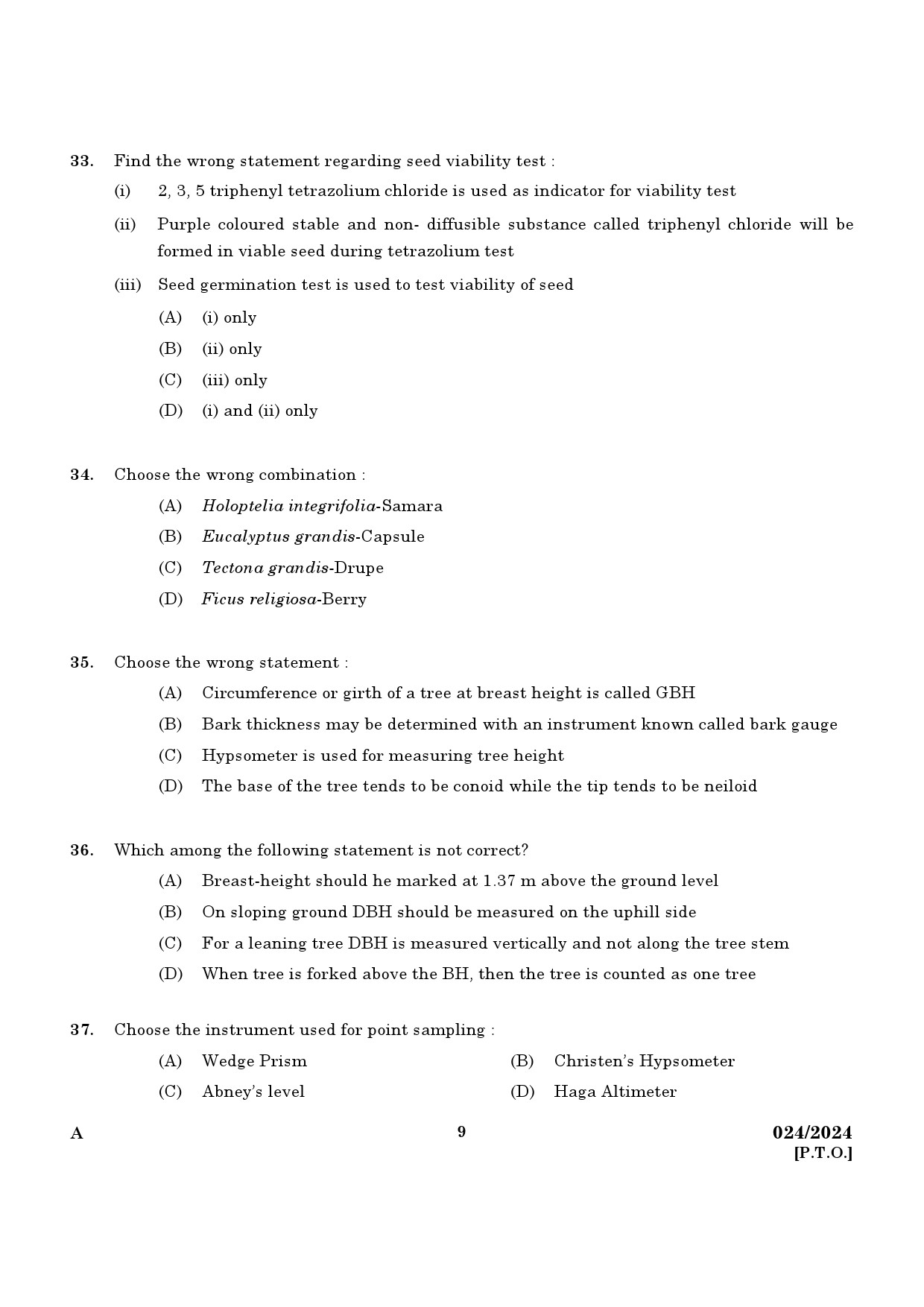 KPSC Range Forest Officer Exam 2024 Code 0242024 7