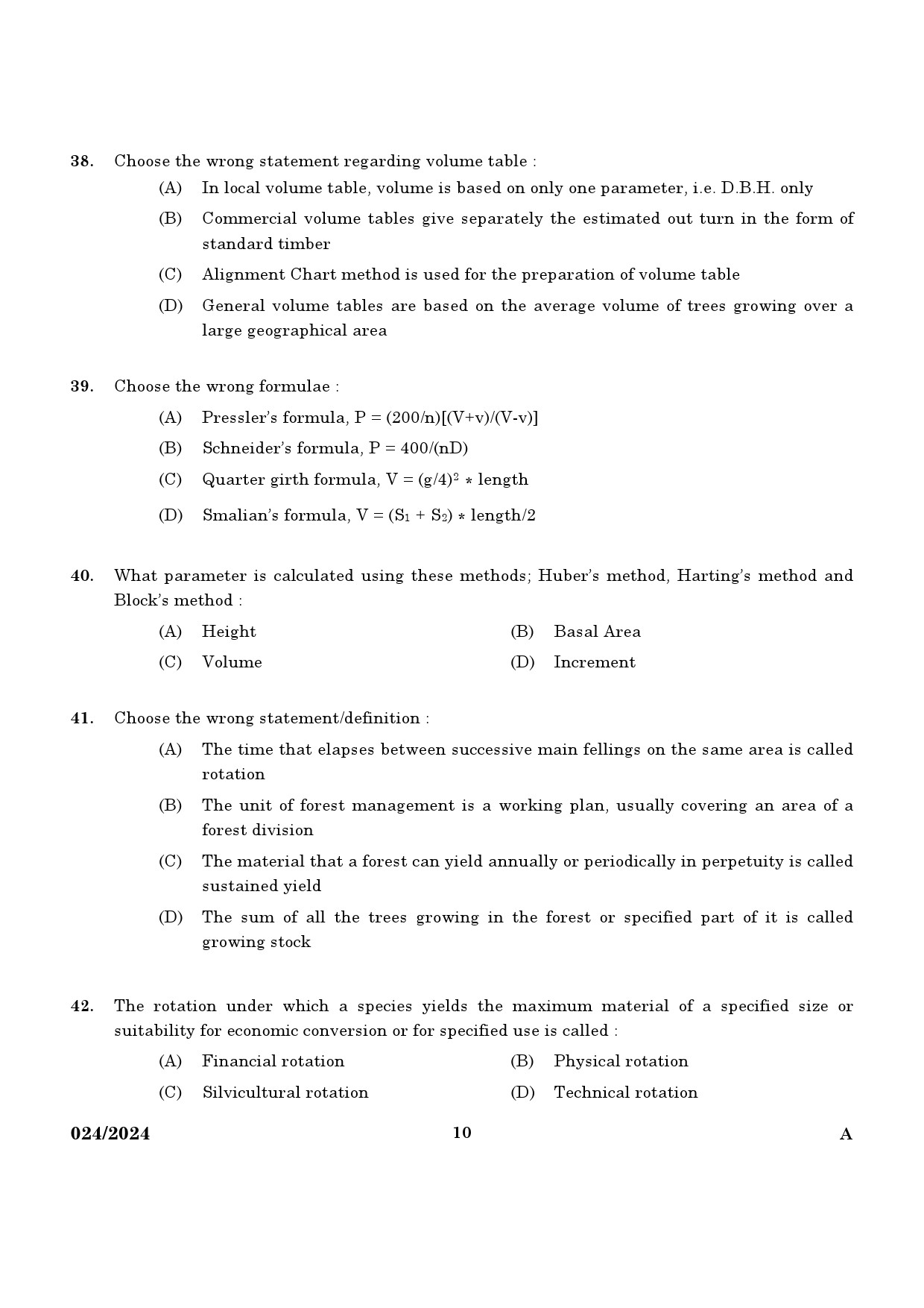 KPSC Range Forest Officer Exam 2024 Code 0242024 8