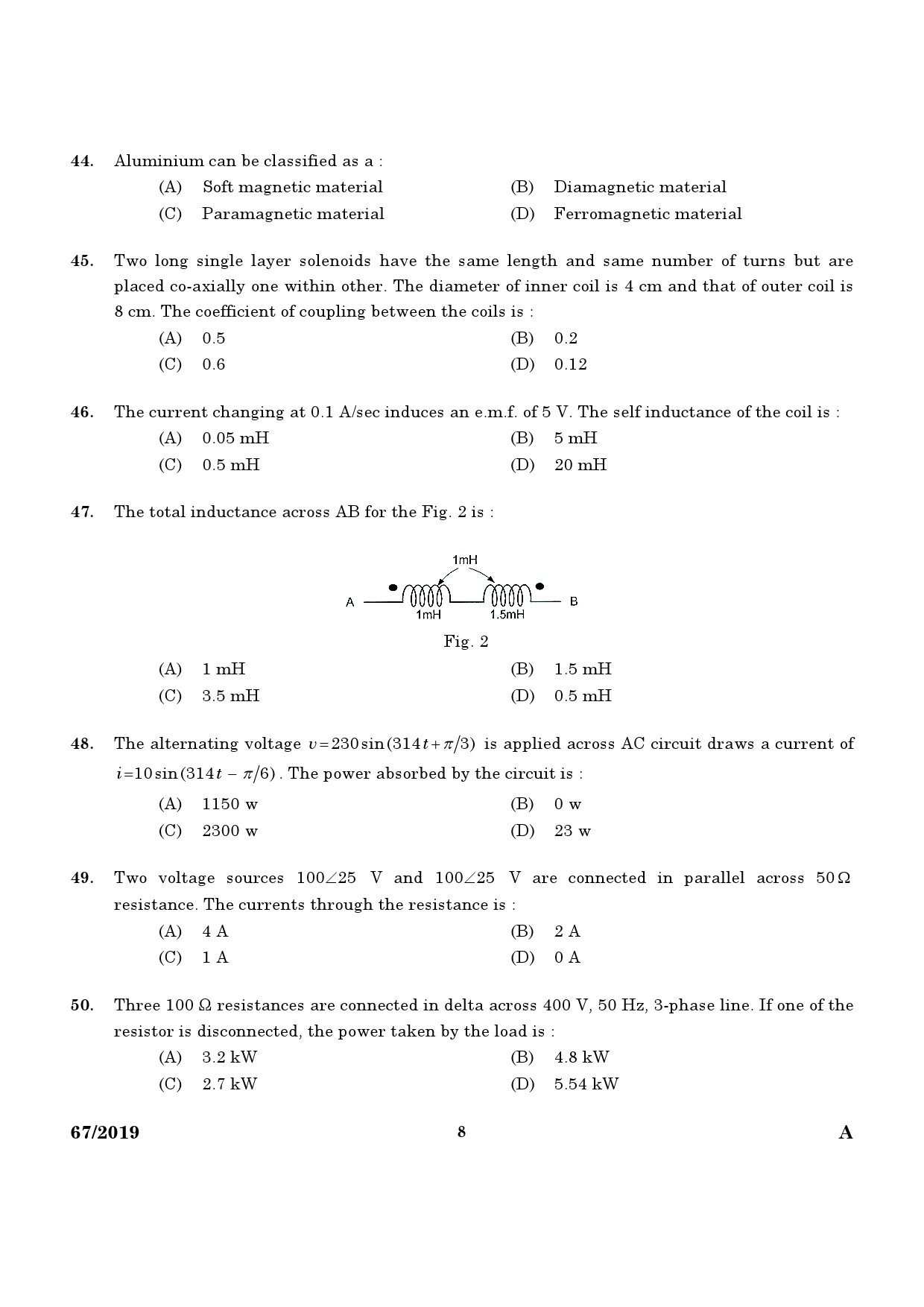 KPSC Industries Extension Officer Exam 2019 Code 672019 6