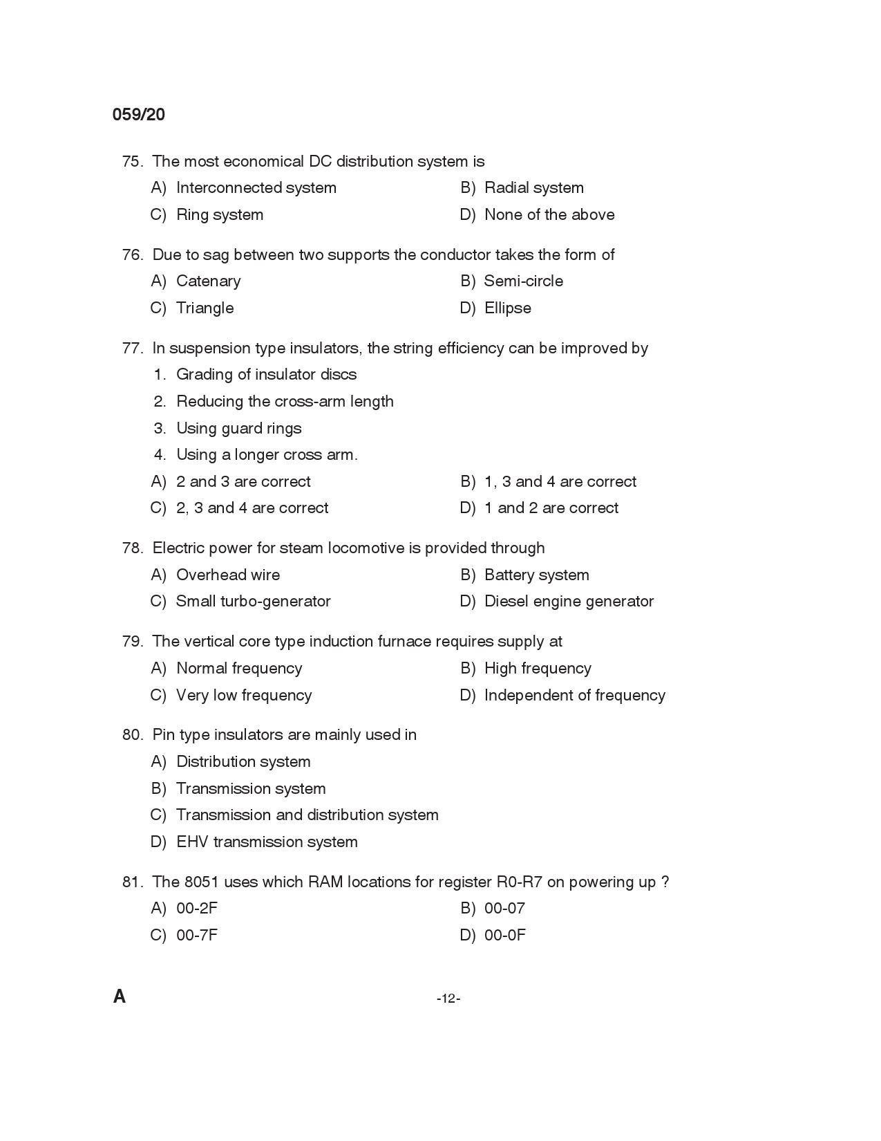 KPSC Instructor Grade 1 Electrical Engineering Exam 2020 Code 0592020 11