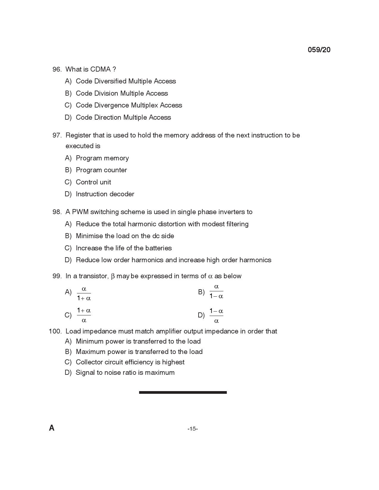 KPSC Instructor Grade 1 Electrical Engineering Exam 2020 Code 0592020 14