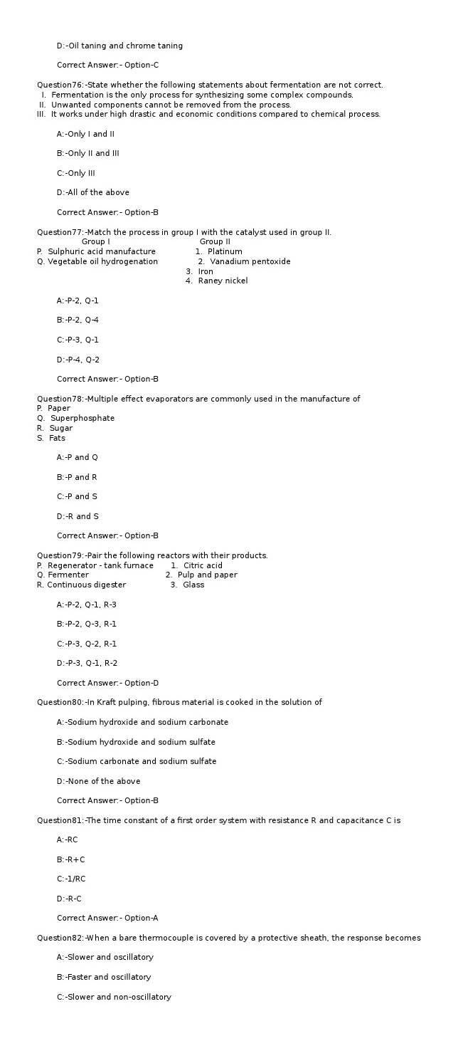 KPSC Instructor Grade I in Chemical Engineering Exam 2022 Code 672022OL 11