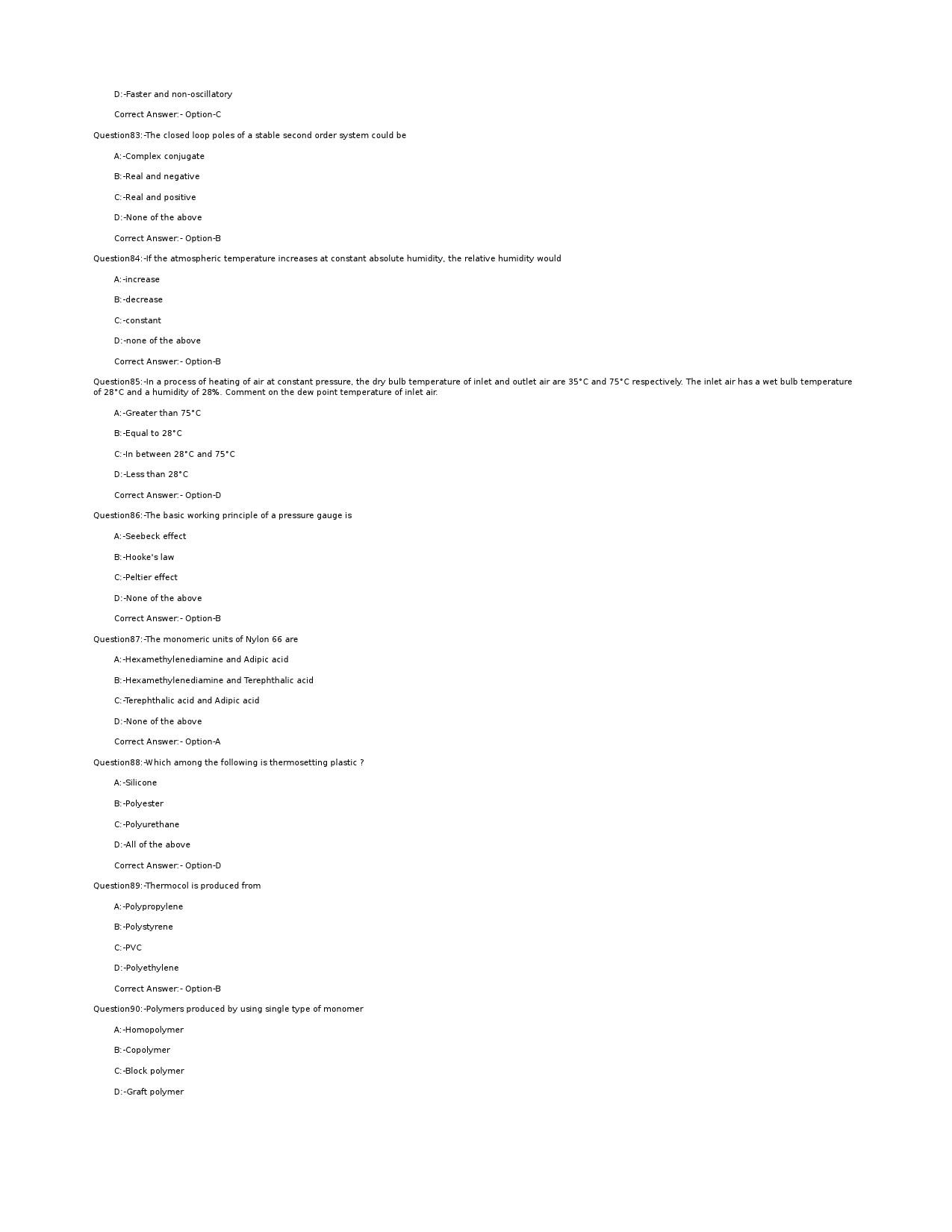 KPSC Instructor Grade I in Chemical Engineering Exam 2022 Code 672022OL 12