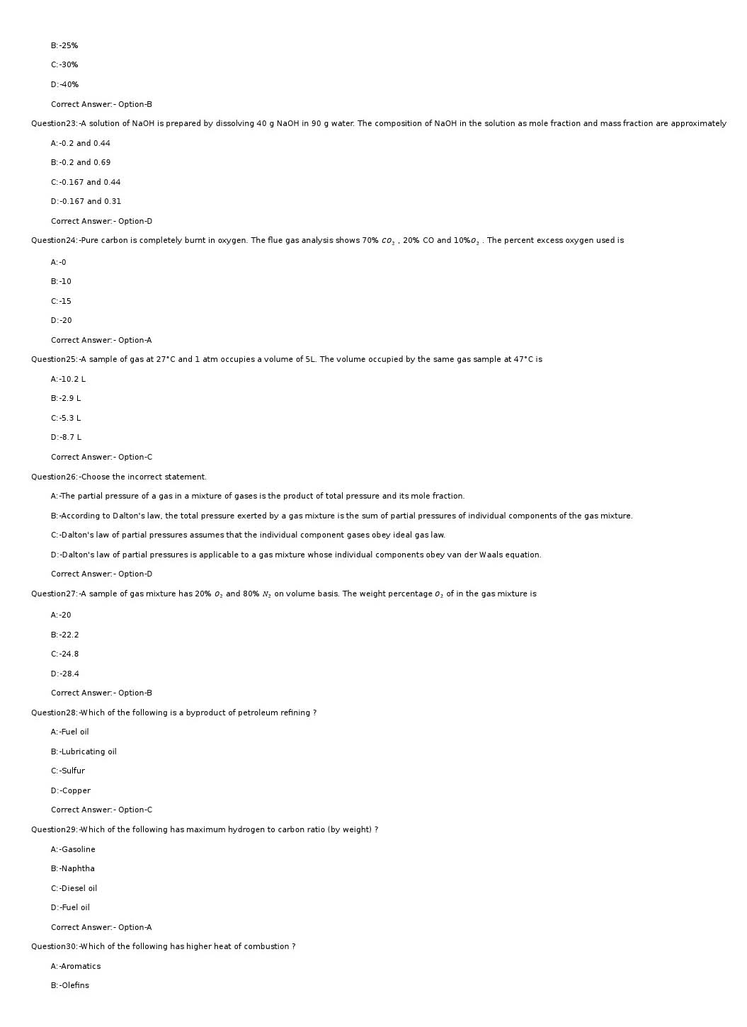 KPSC Instructor Grade I in Chemical Engineering Exam 2022 Code 672022OL 4