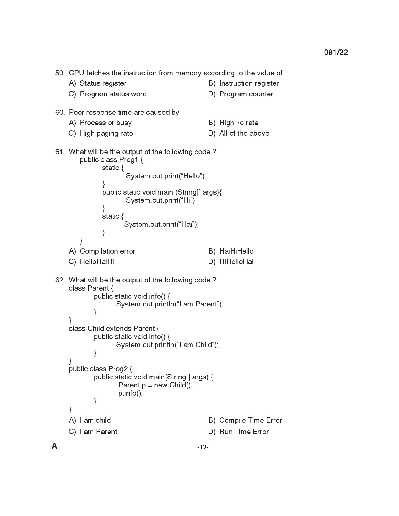 KPSC Instructor Grade I in Information Technology Exam 2022 Code 912022 12