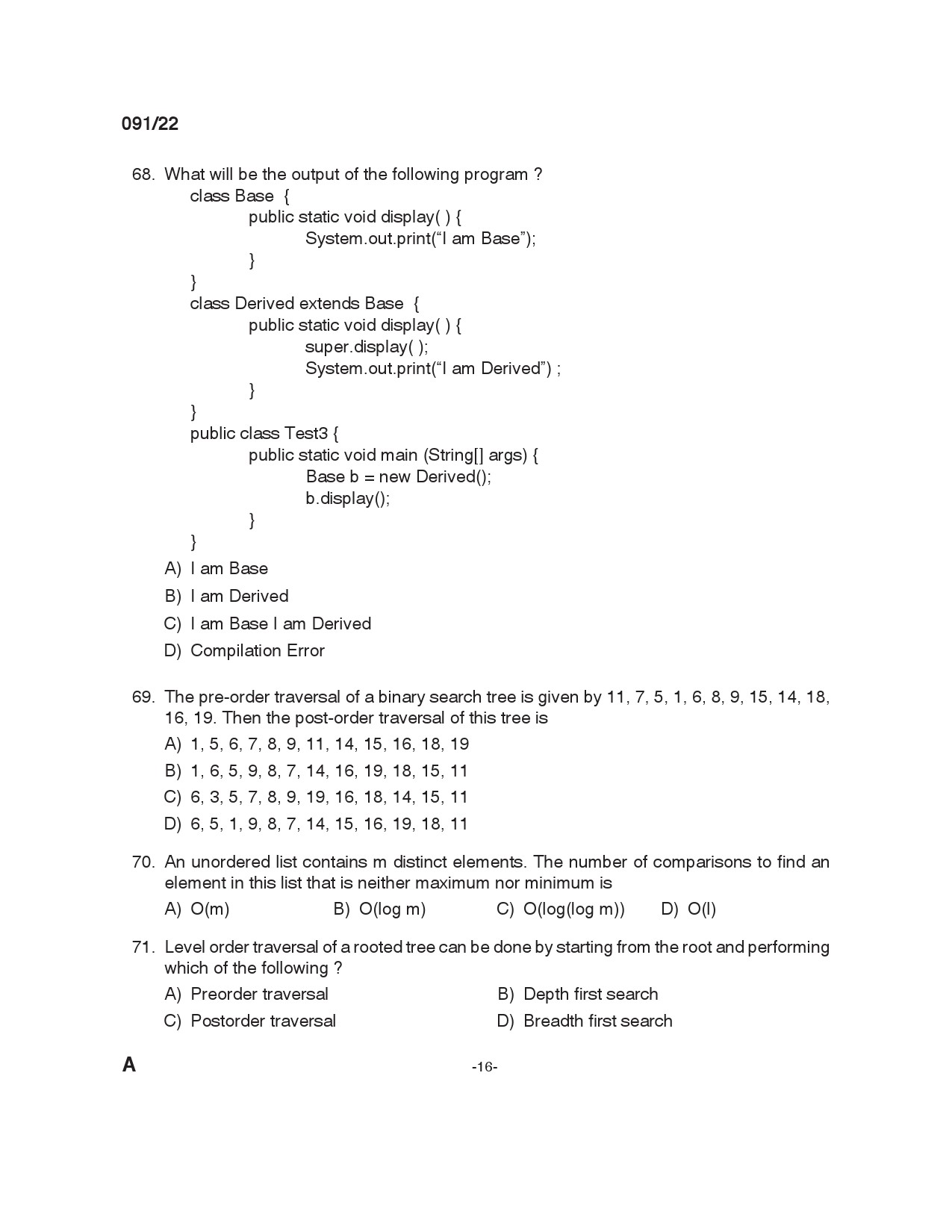 KPSC Instructor Grade I in Information Technology Exam 2022 Code 912022 15