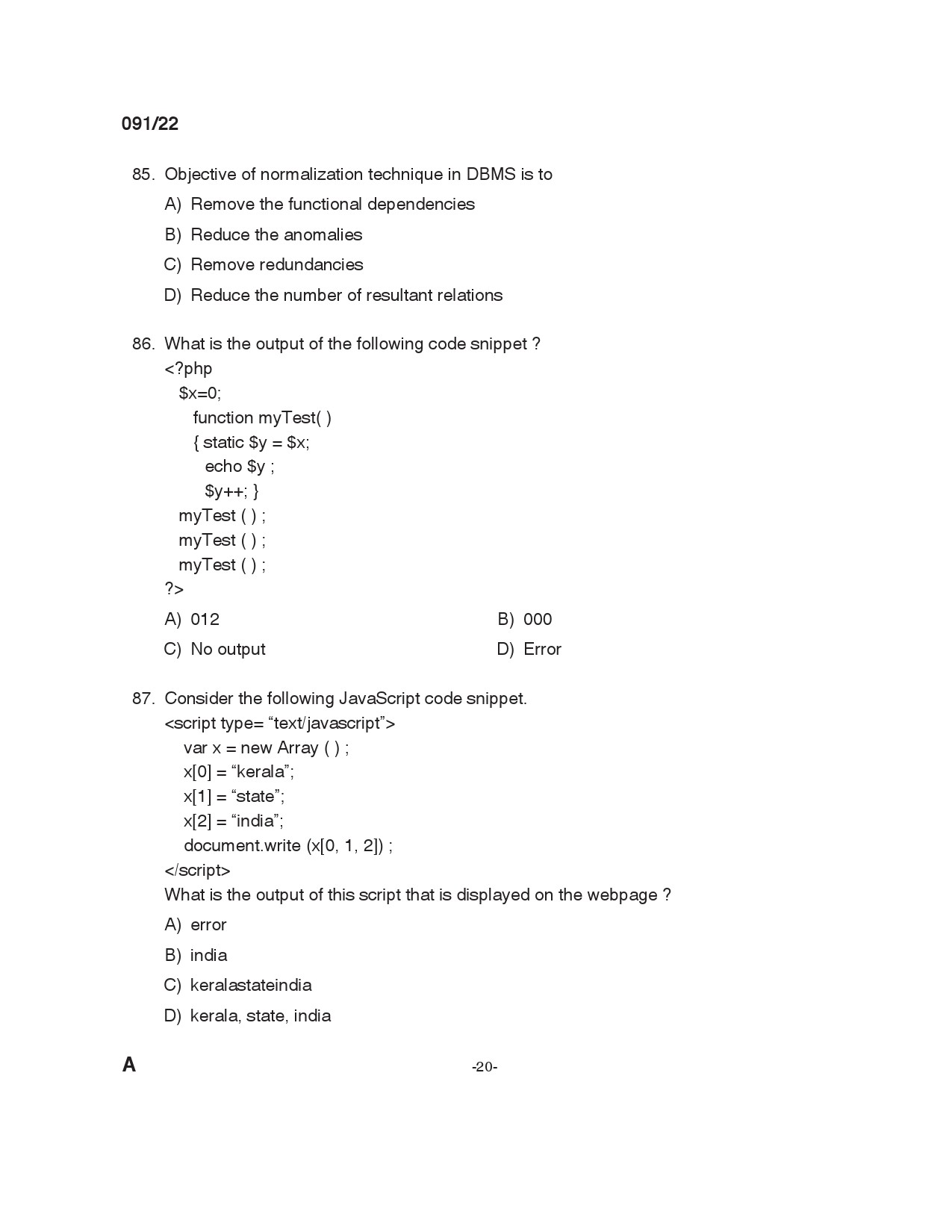 KPSC Instructor Grade I in Information Technology Exam 2022 Code 912022 19