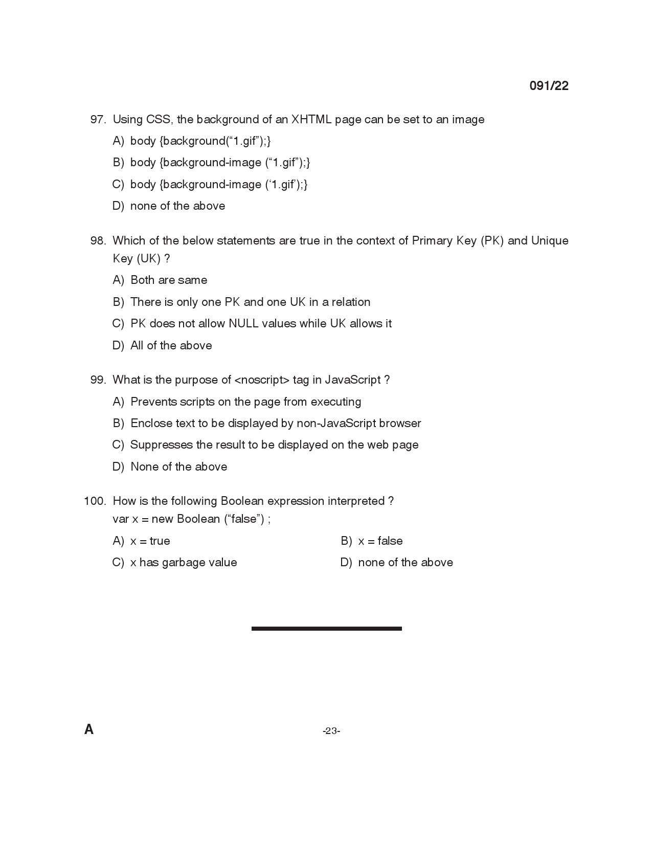 KPSC Instructor Grade I in Information Technology Exam 2022 Code 912022 22