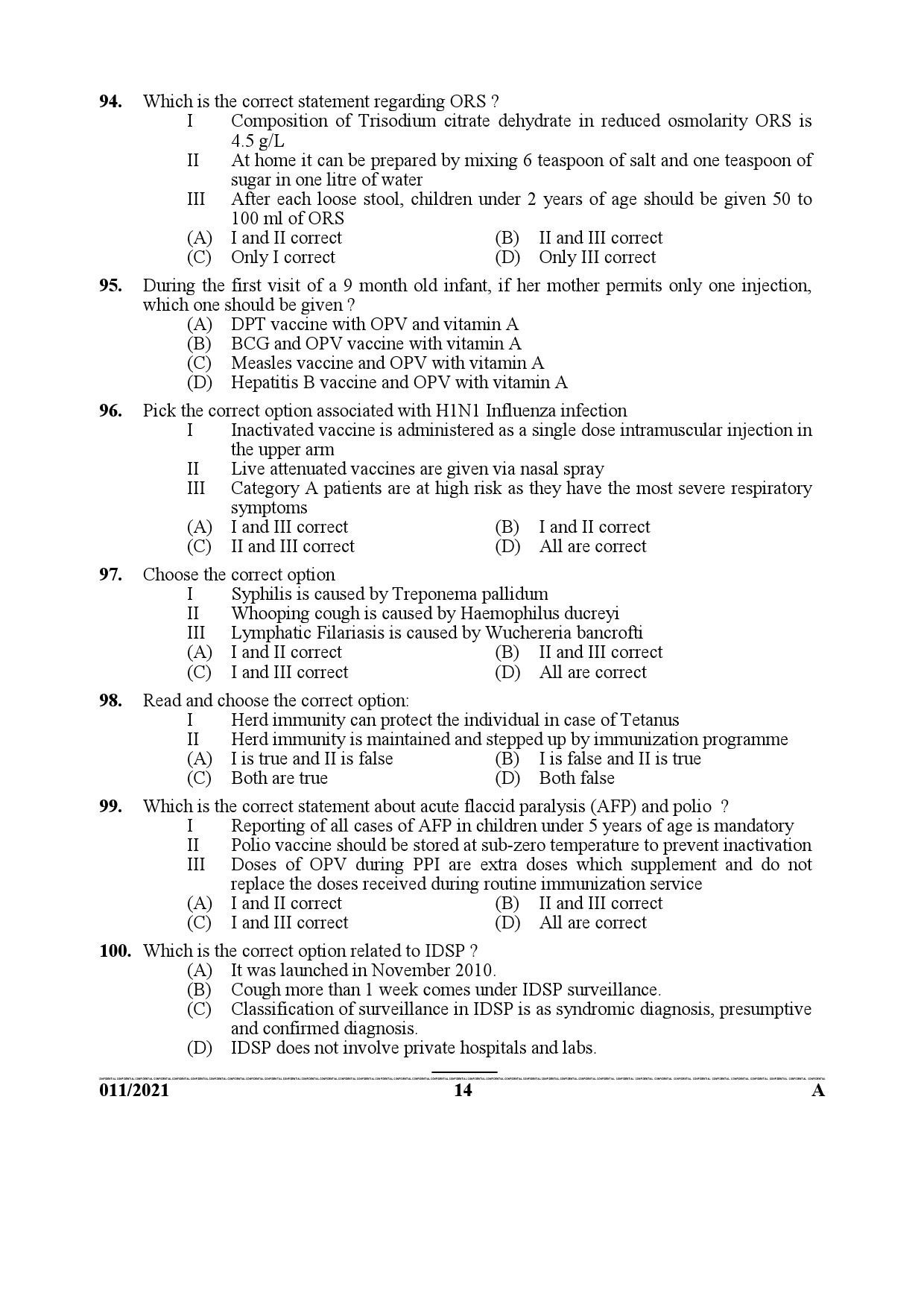 KPSC Junior Health Inspector Grade II Exam 2021 Code 0112021 13