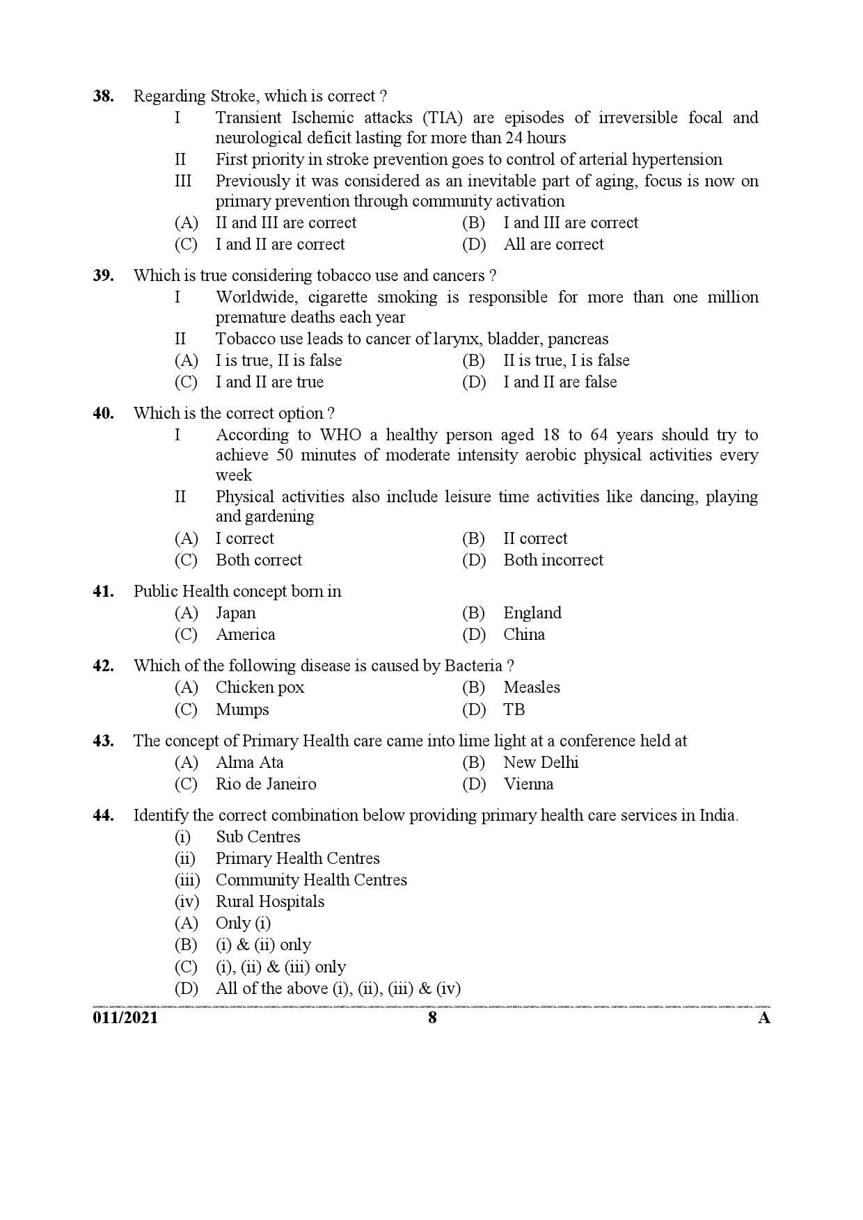 KPSC Junior Health Inspector Grade II Exam 2021 Code 0112021 7