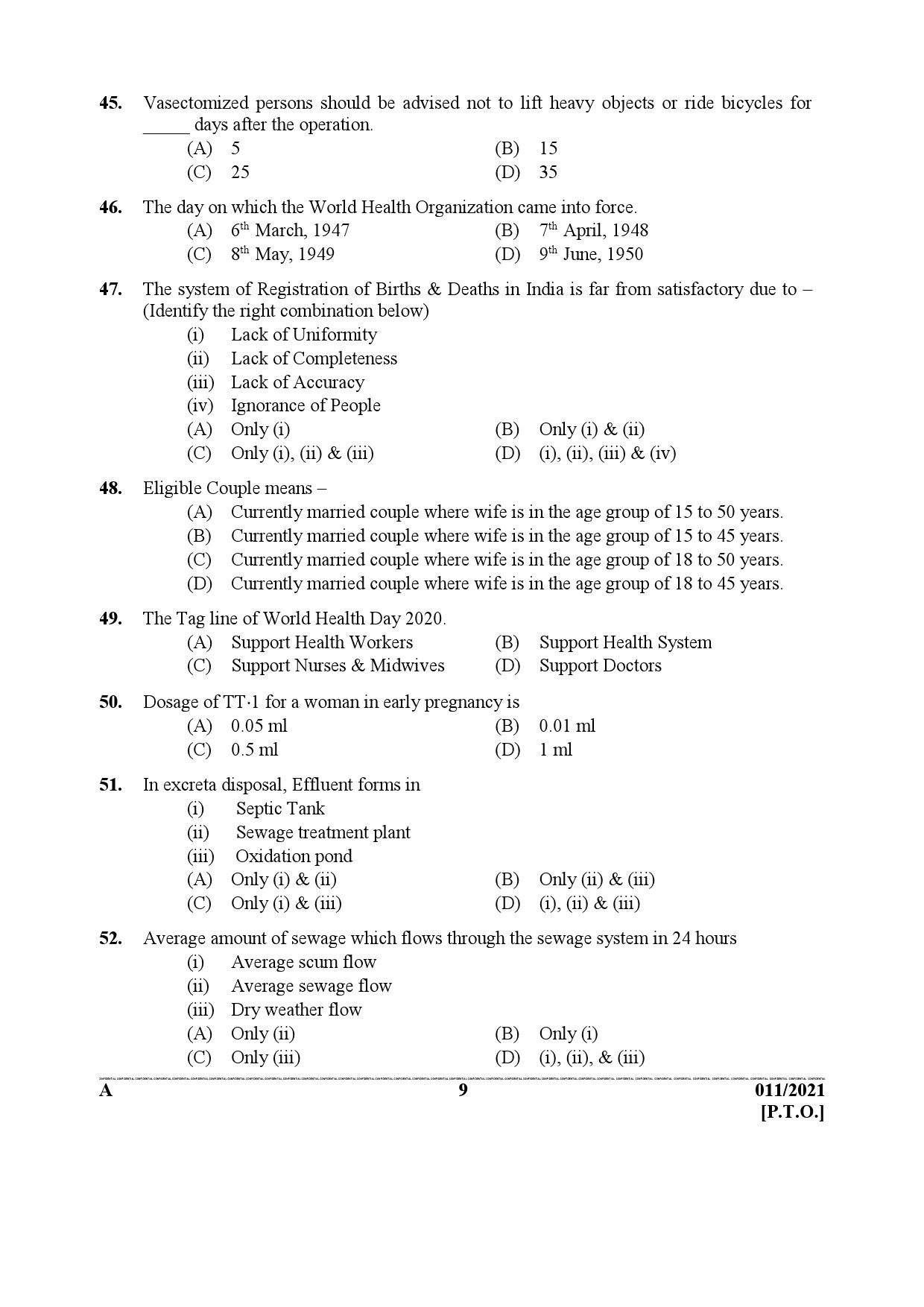 KPSC Junior Health Inspector Grade II Exam 2021 Code 0112021 8