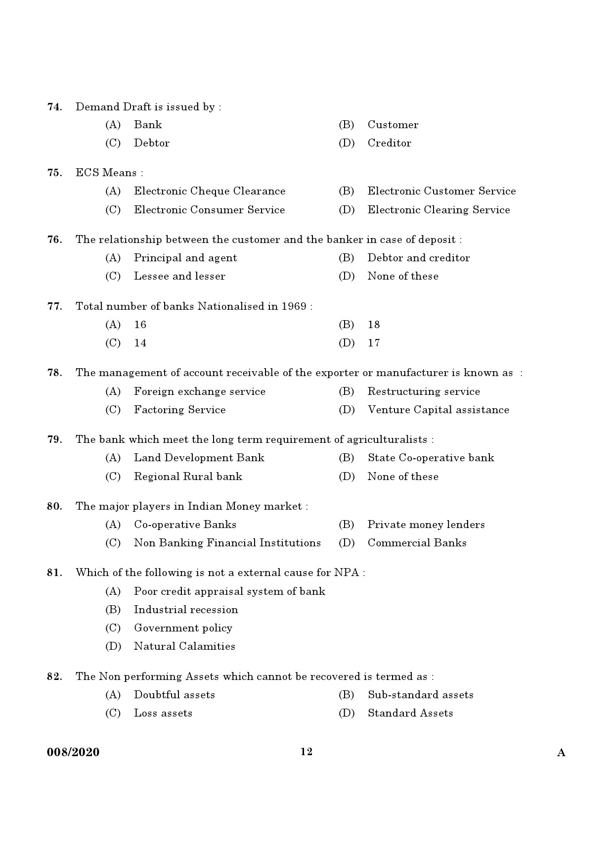 KPSC Junior Inspector of Co Operative Societies Exam 2020 Code 0082020 10