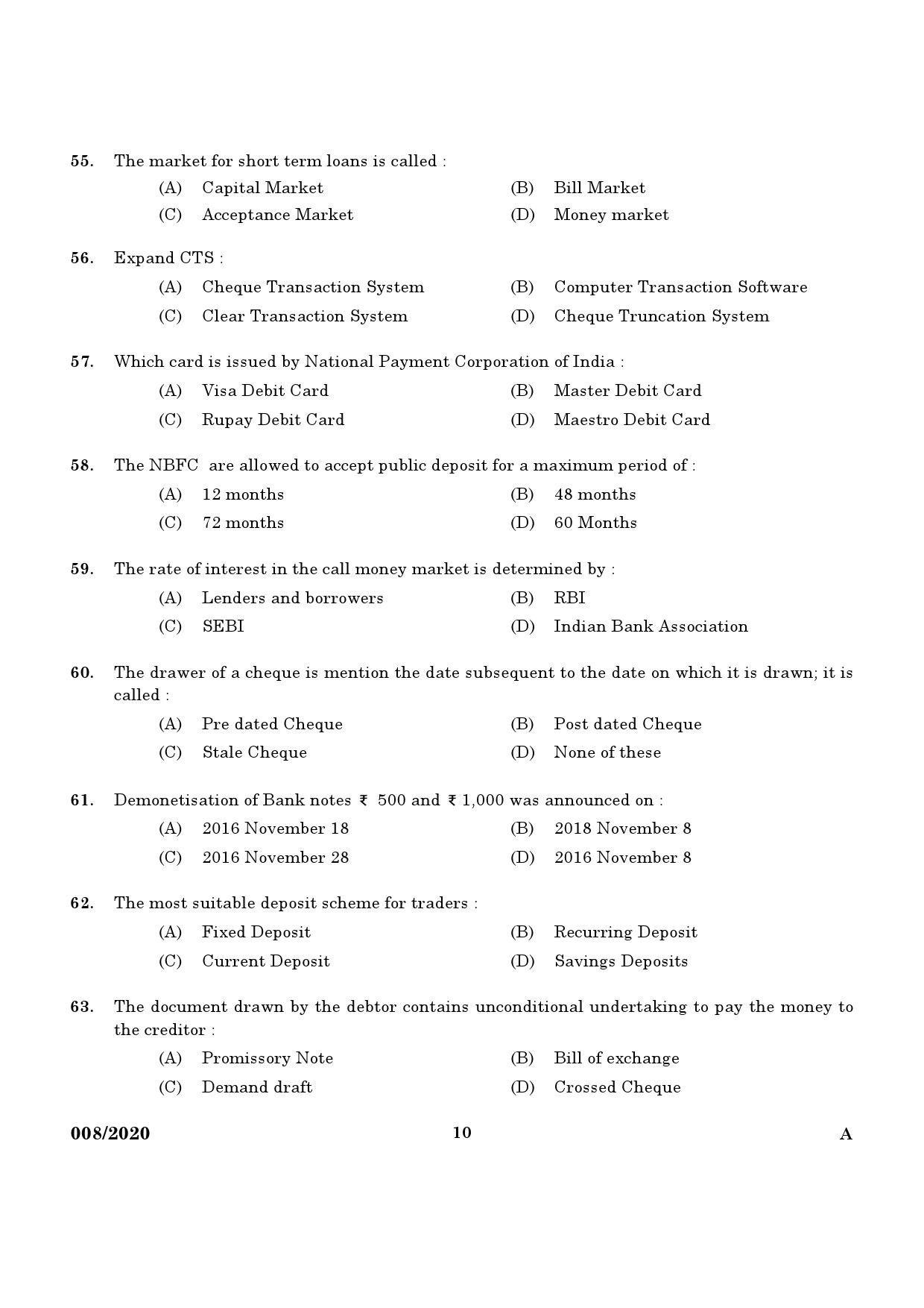 KPSC Junior Inspector of Co Operative Societies Exam 2020 Code 0082020 8