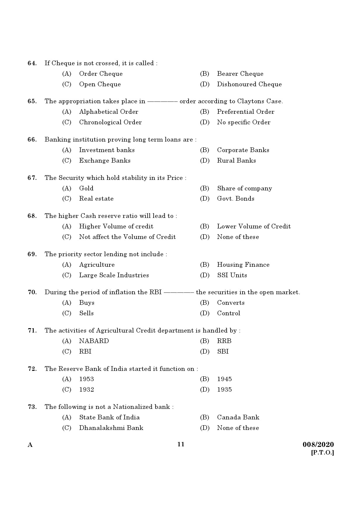 KPSC Junior Inspector of Co Operative Societies Exam 2020 Code 0082020 9