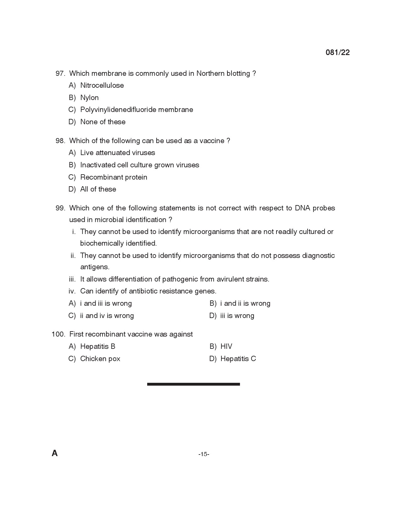 KPSC Laboratory Assistant Dairy Exam 2022 Code 0812022 14