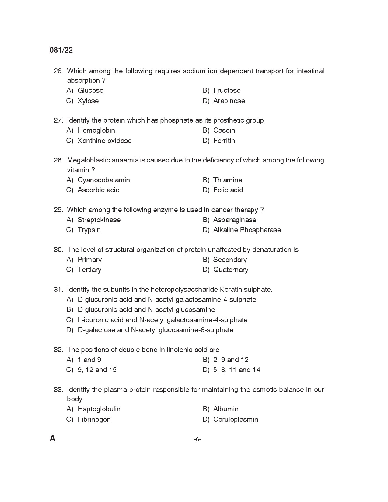 KPSC Laboratory Assistant Dairy Exam 2022 Code 0812022 5