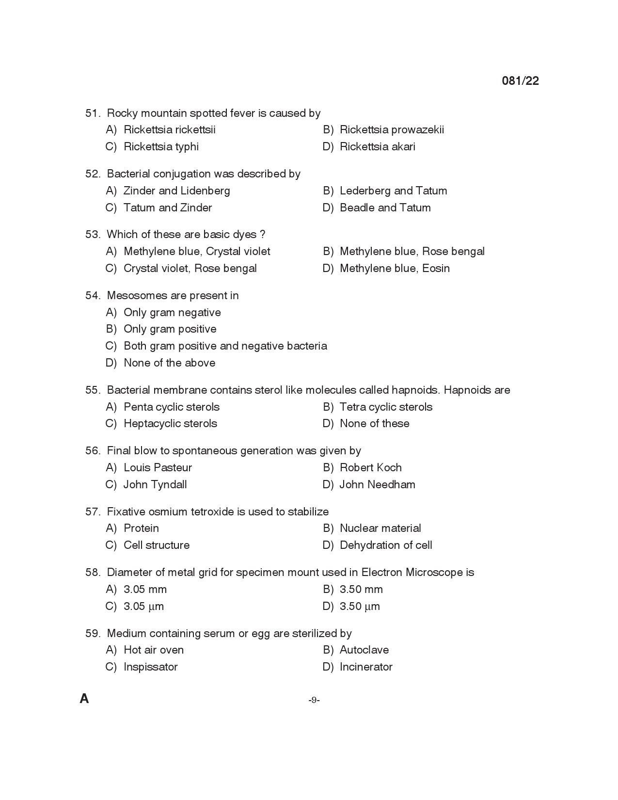 KPSC Laboratory Assistant Dairy Exam 2022 Code 0812022 8