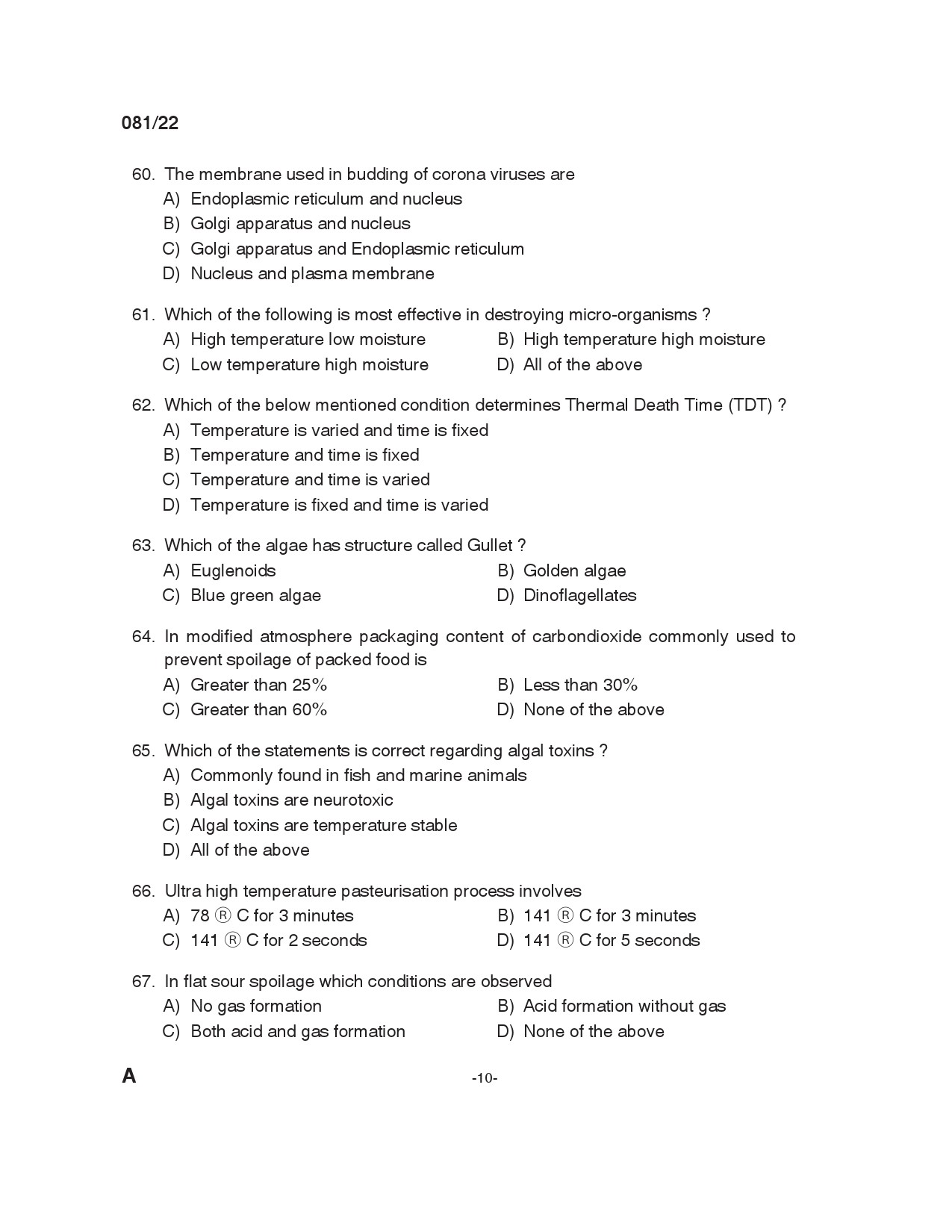 KPSC Laboratory Assistant Dairy Exam 2022 Code 0812022 9