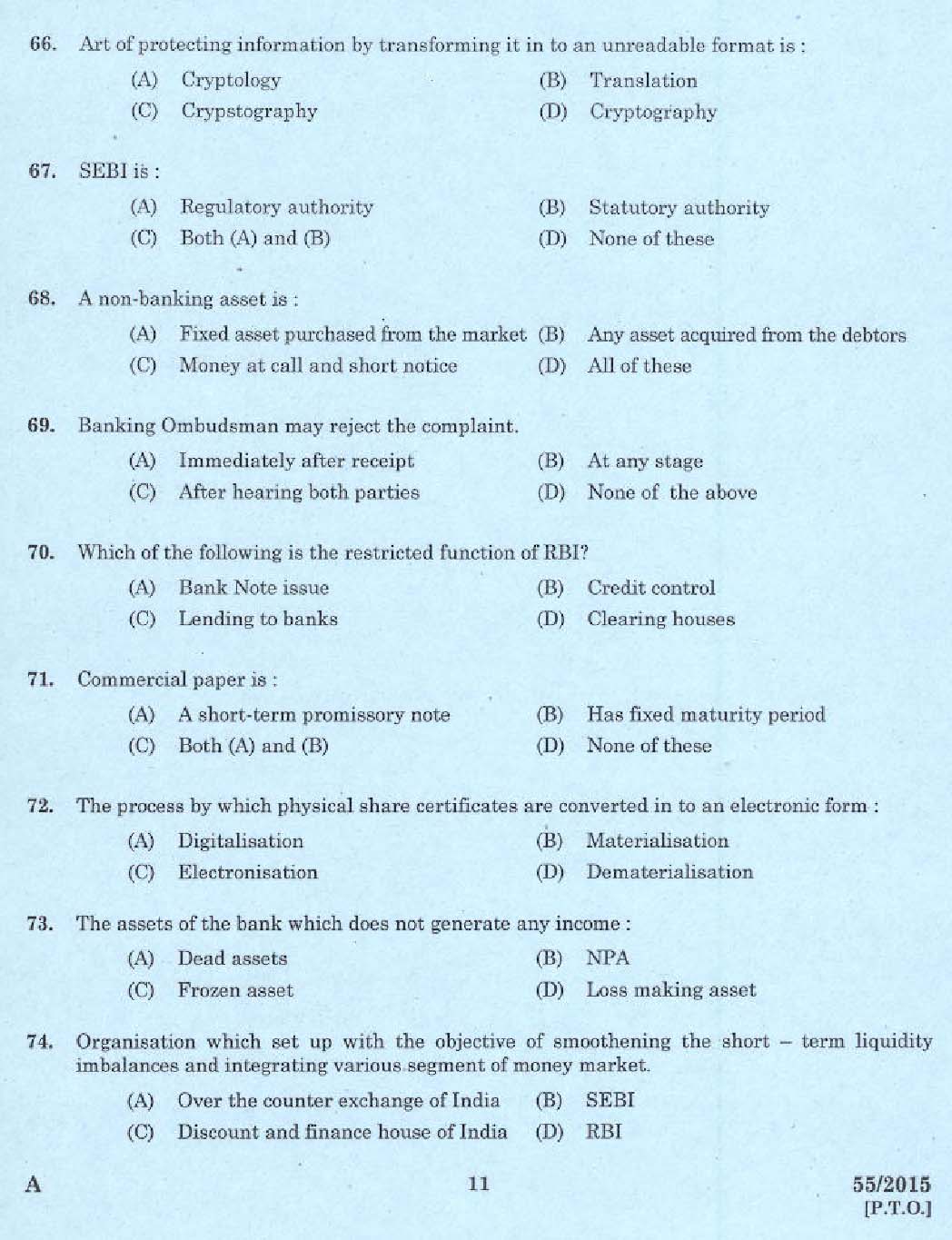 KPSC Laboratory Technical Assistant Banking Assistance Exam 2015 Code 552015 9