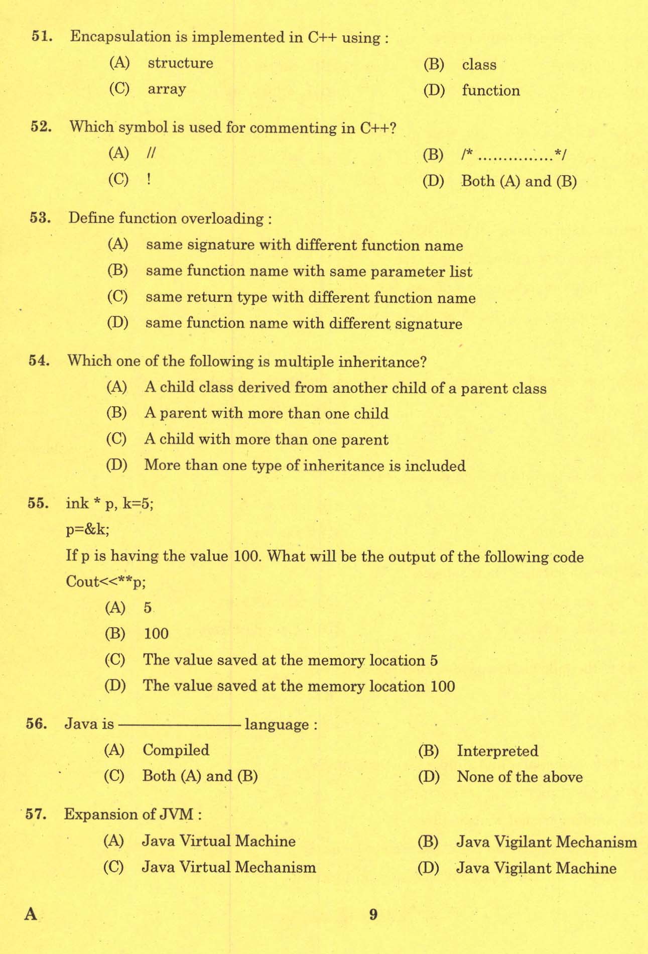 KPSC Laboratory Technical Assistant Computer Science Exam 2015 7