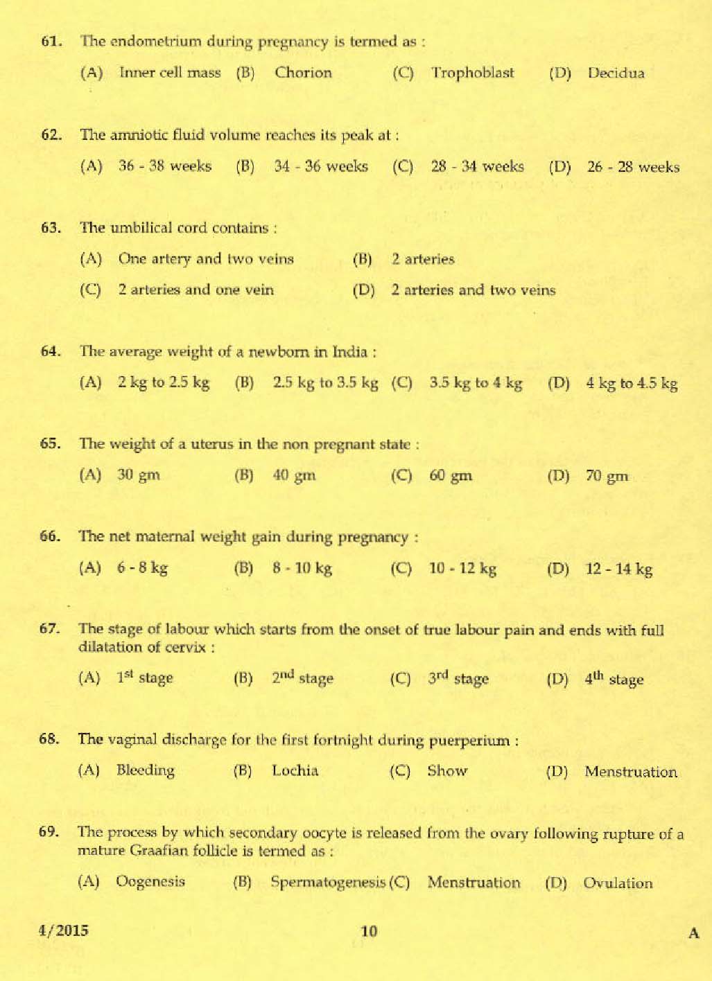 KPSC Laboratory Technical Assistant Domestic Nursing Exam 2015 8