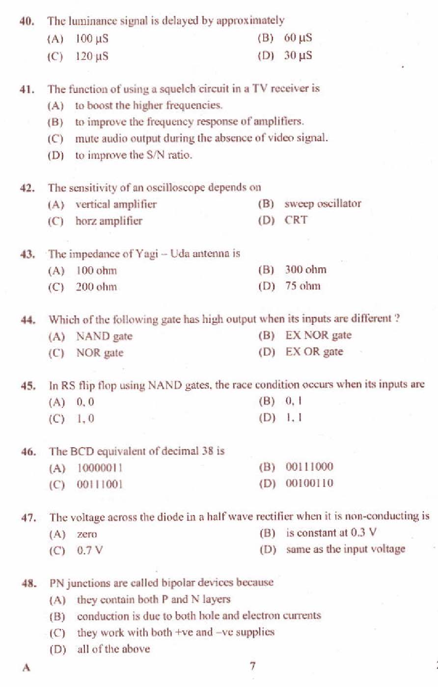 KPSC Laboratory Technical Assistant MRTV Exam 2014 Code 2182014 7