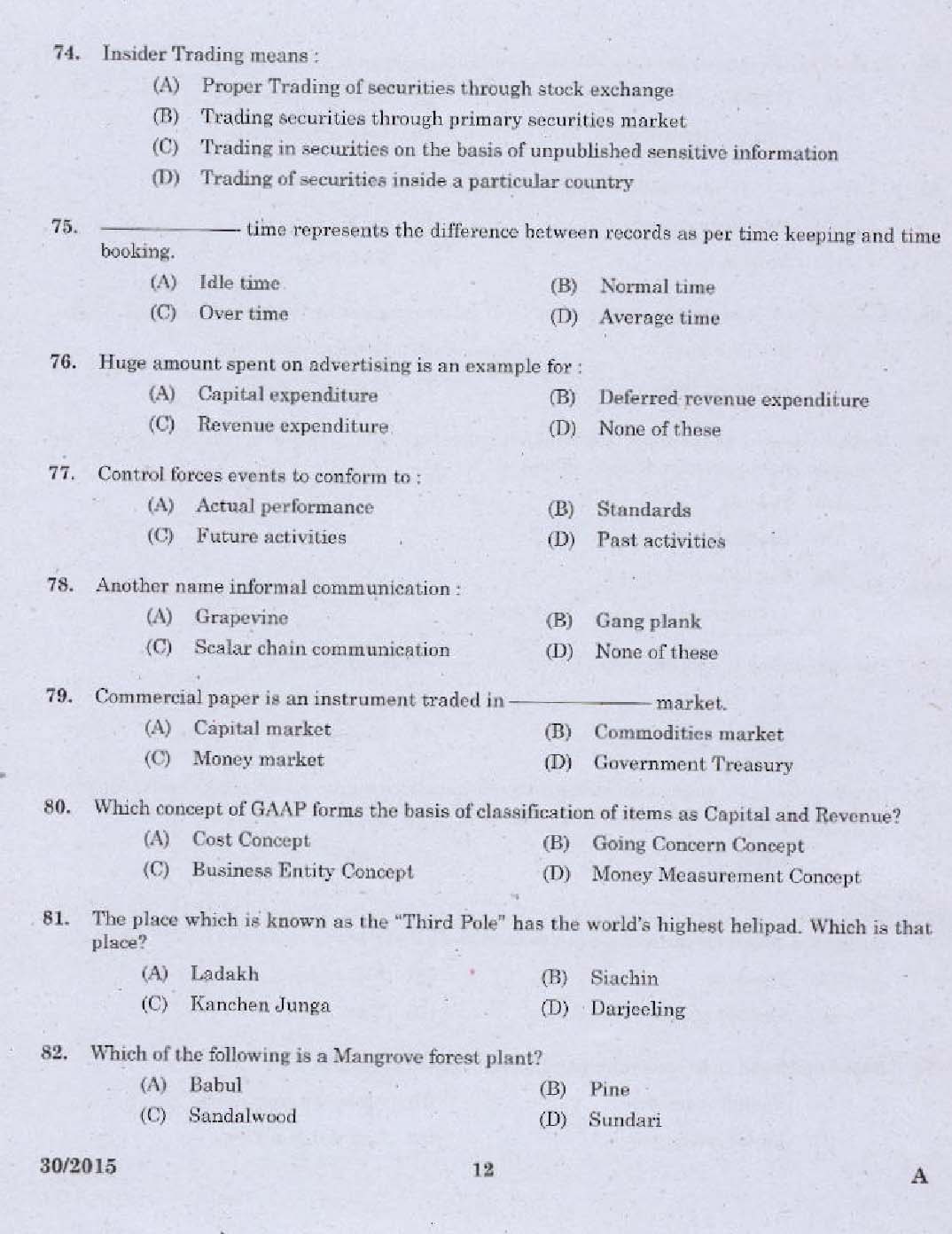 Laboratory Technical Assistant Accountancy and Auditing Exam 2015 10