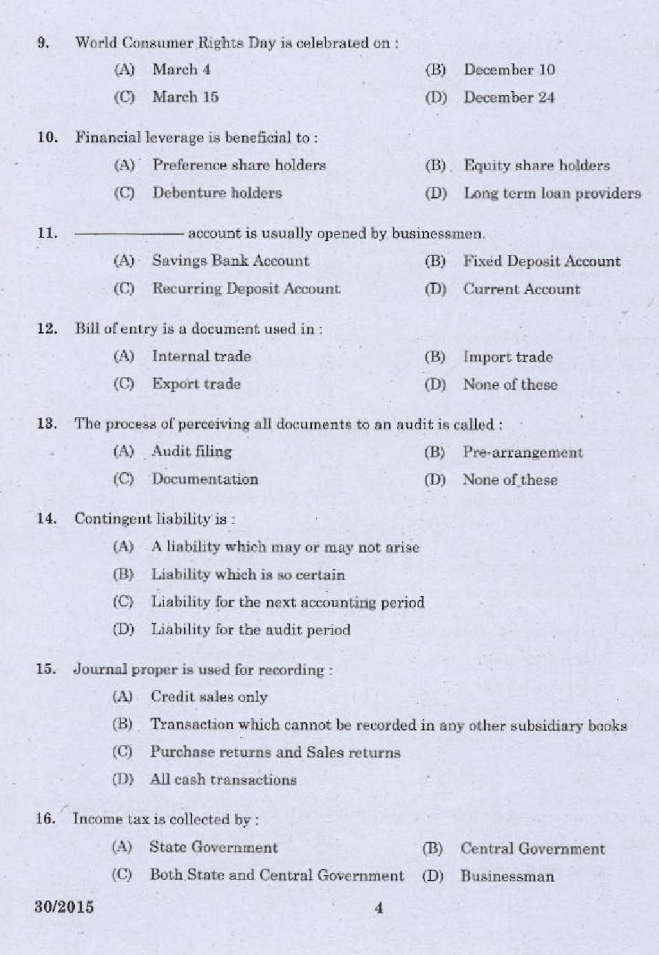 Laboratory Technical Assistant Accountancy and Auditing Exam 2015 2