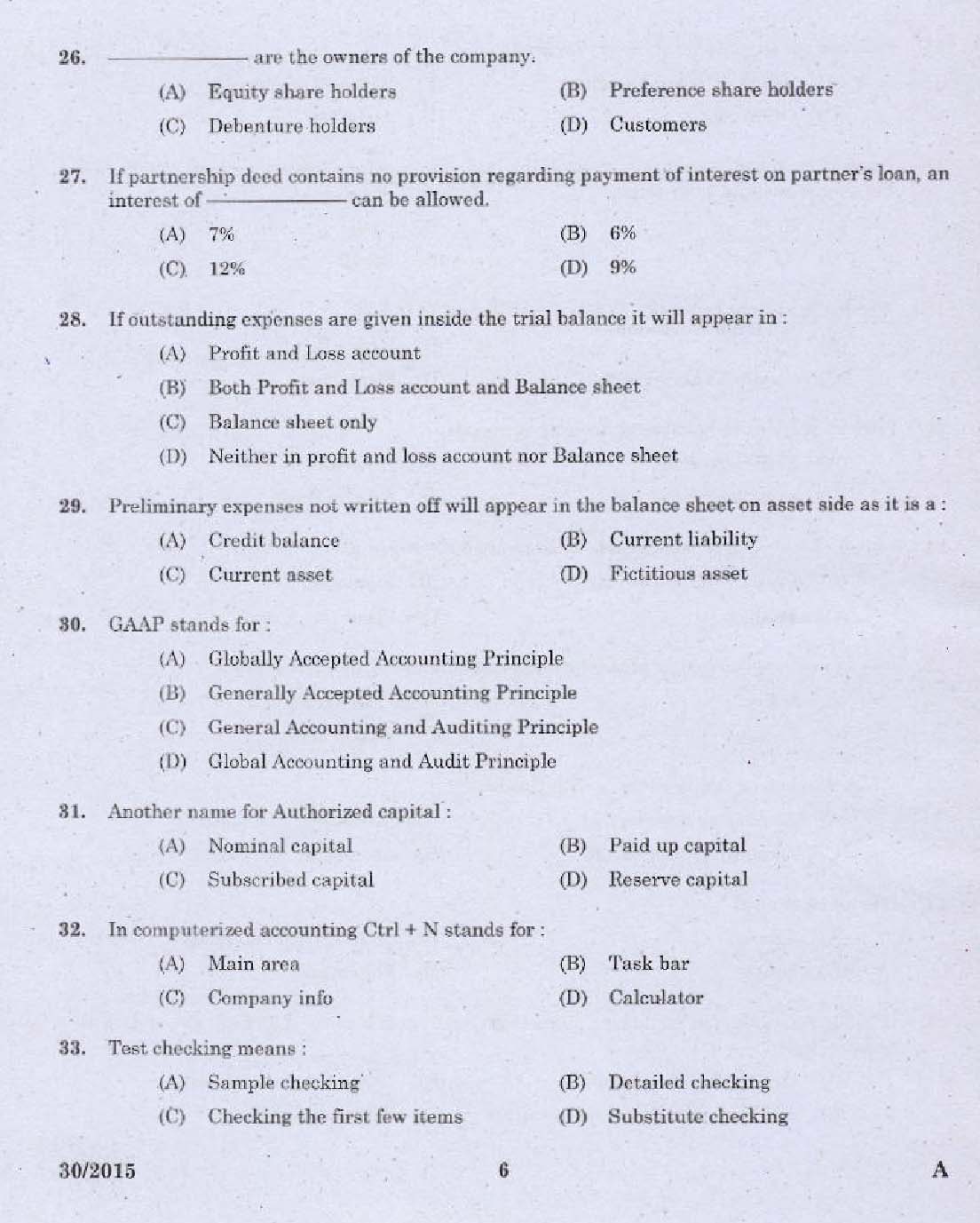 Laboratory Technical Assistant Accountancy and Auditing Exam 2015 4