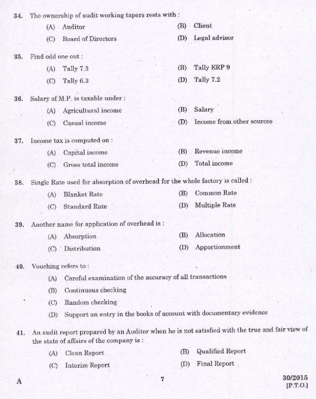 Laboratory Technical Assistant Accountancy and Auditing Exam 2015 5