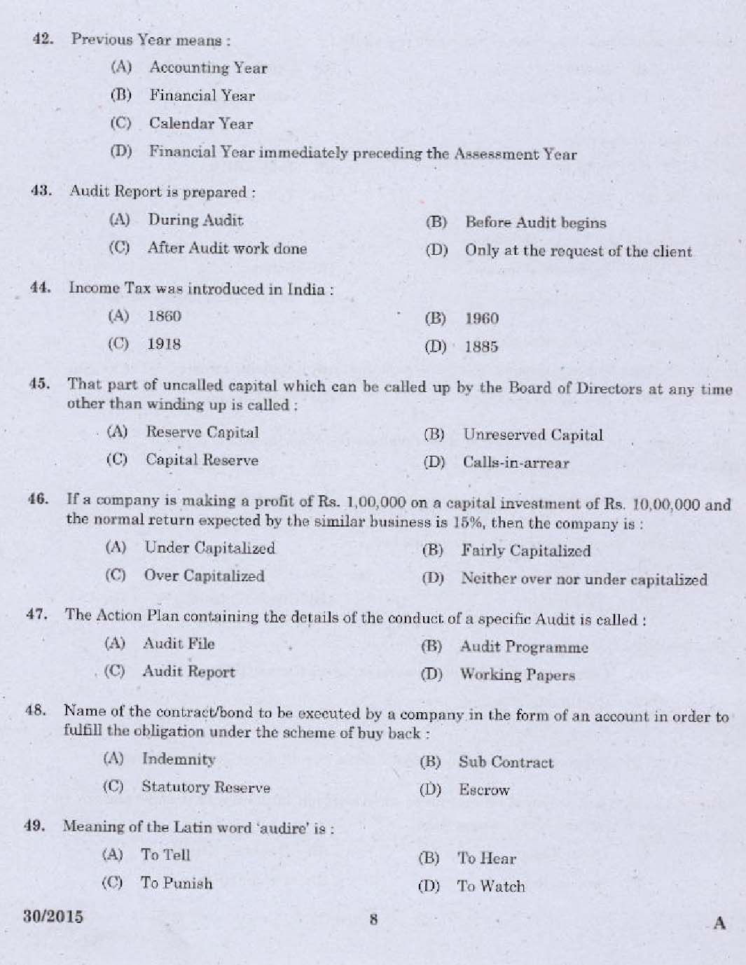 Laboratory Technical Assistant Accountancy and Auditing Exam 2015 6