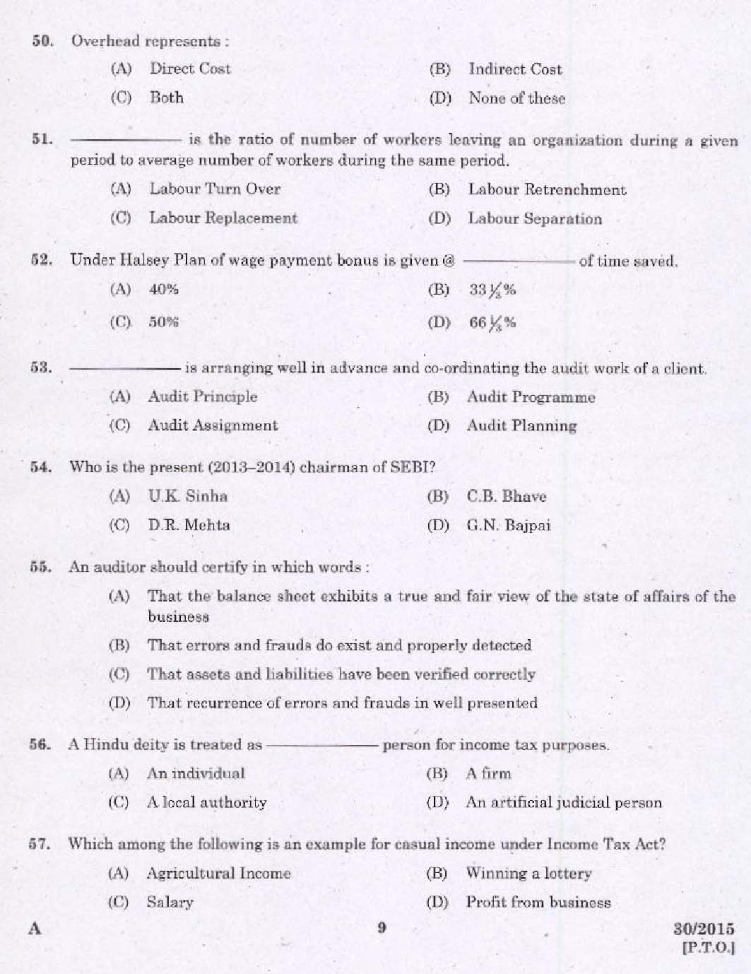 Laboratory Technical Assistant Accountancy and Auditing Exam 2015 7